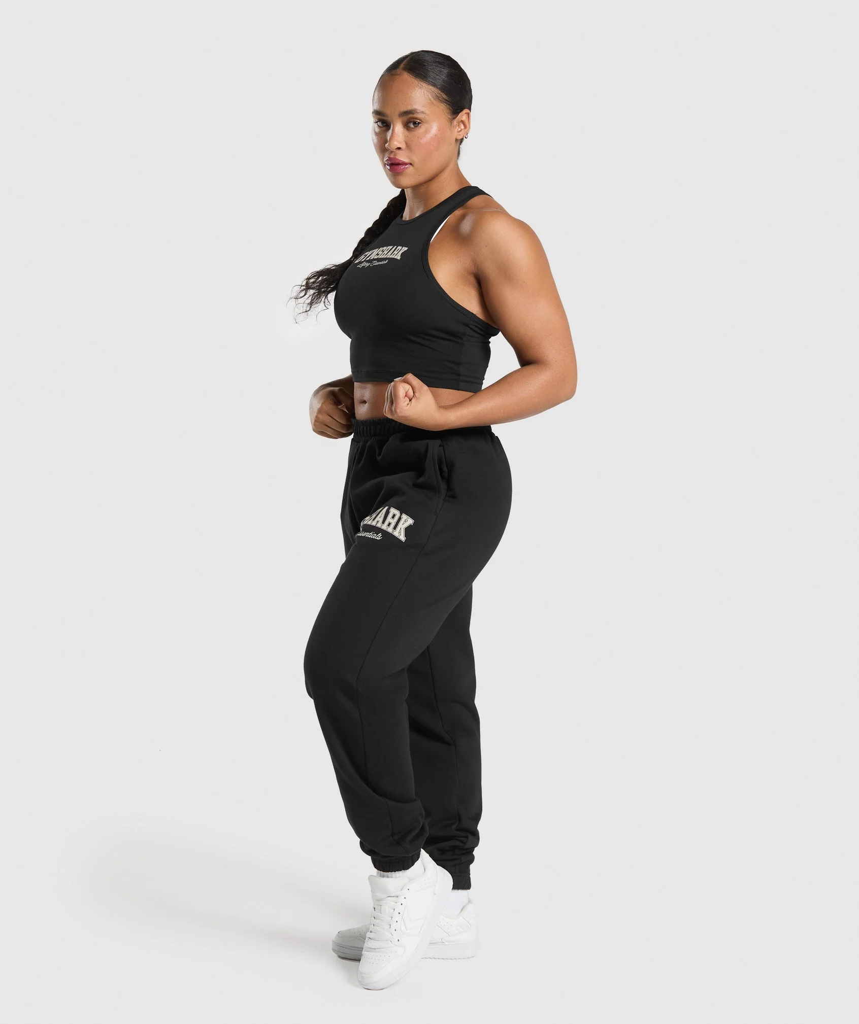 Gymshark Lifting Essentials Graphic Brushed Oversized Joggers - Black - Image 8