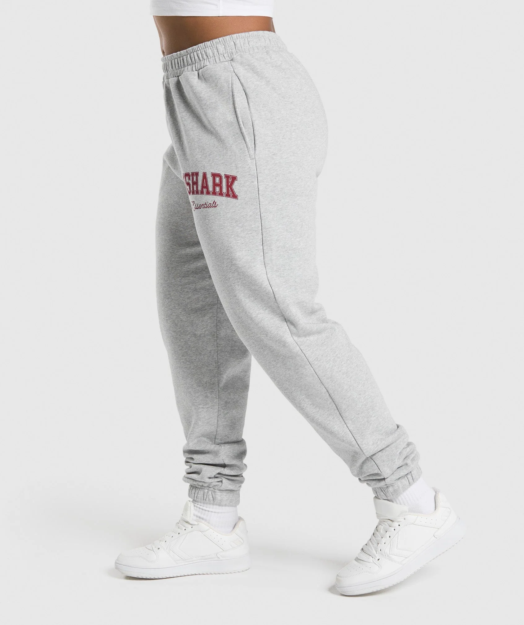 Gymshark Lifting Essentials Graphic Brushed Oversized Joggers - Light Grey Core Marl - Image 3