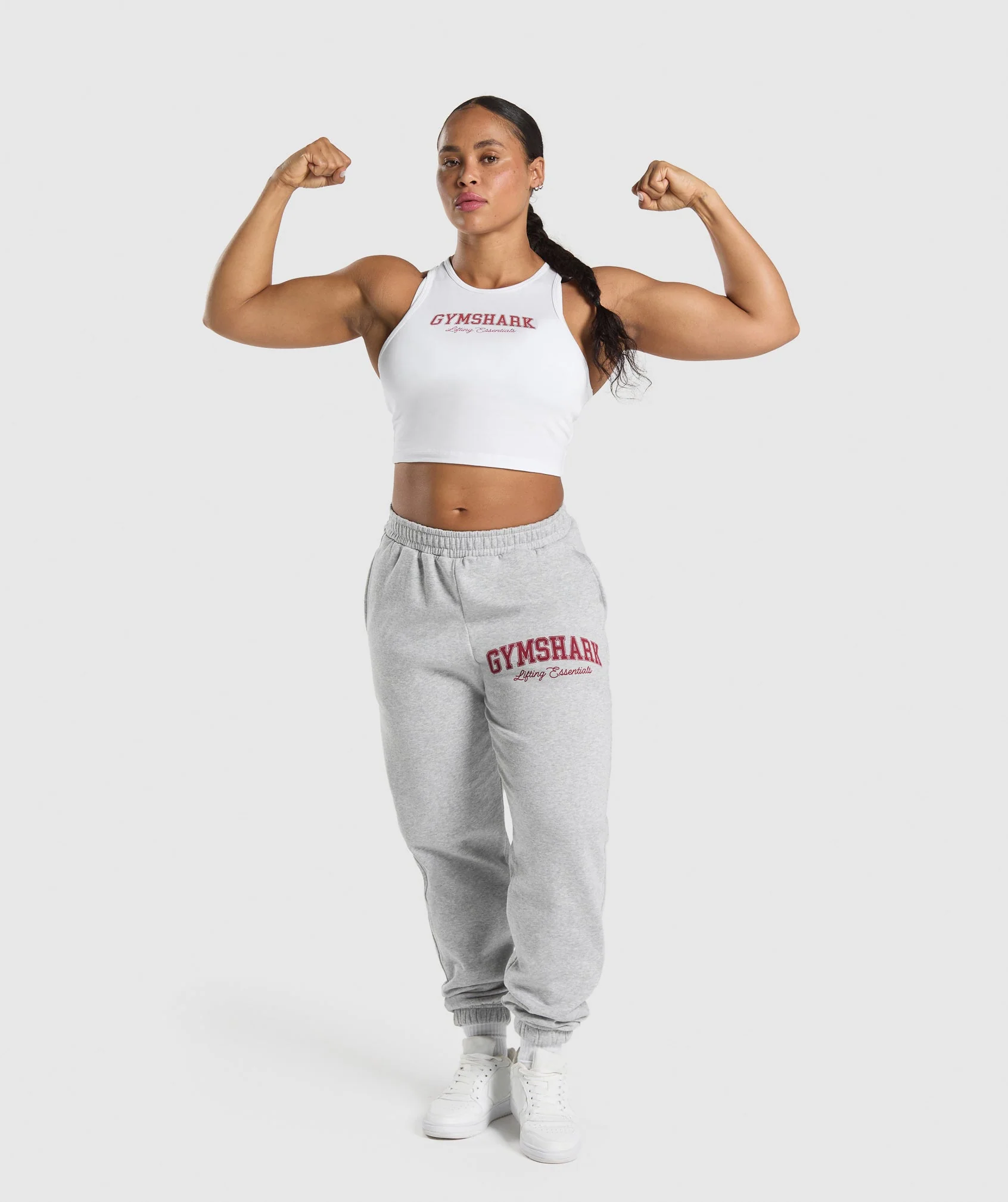 Gymshark Lifting Essentials Graphic Brushed Oversized Joggers - Light Grey Core Marl - Image 4