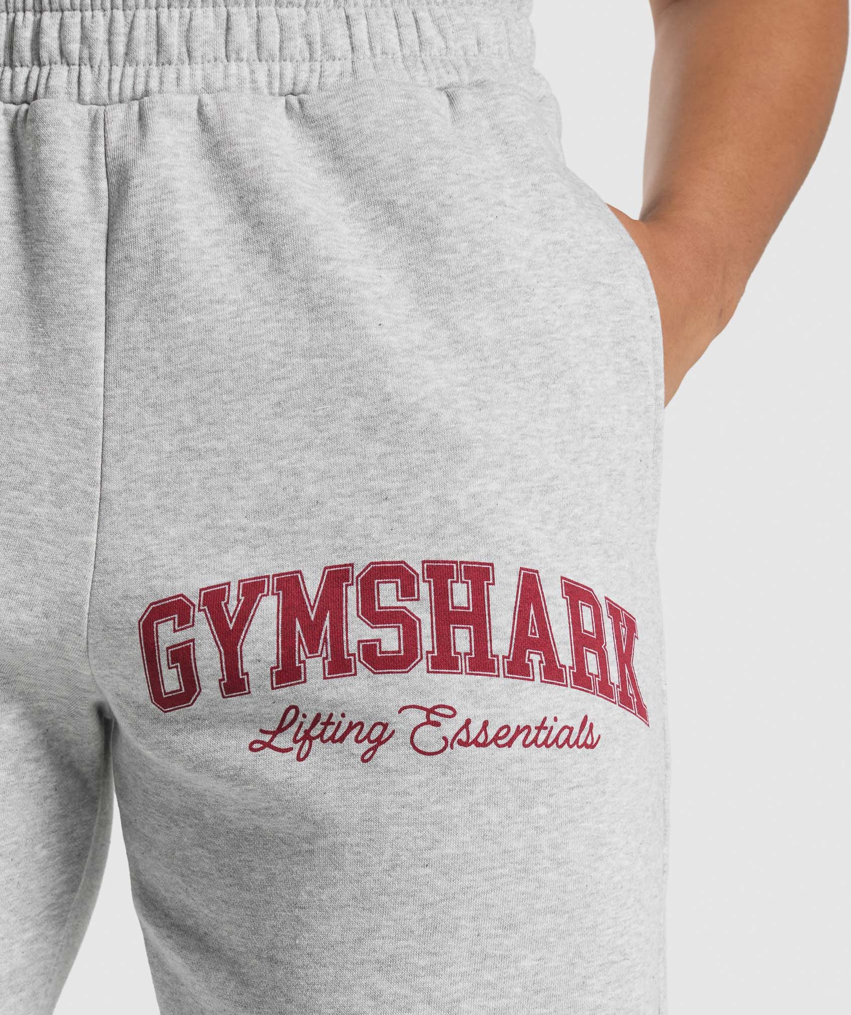 Gymshark Lifting Essentials Graphic Brushed Oversized Joggers - Light Grey Core Marl - Image 5