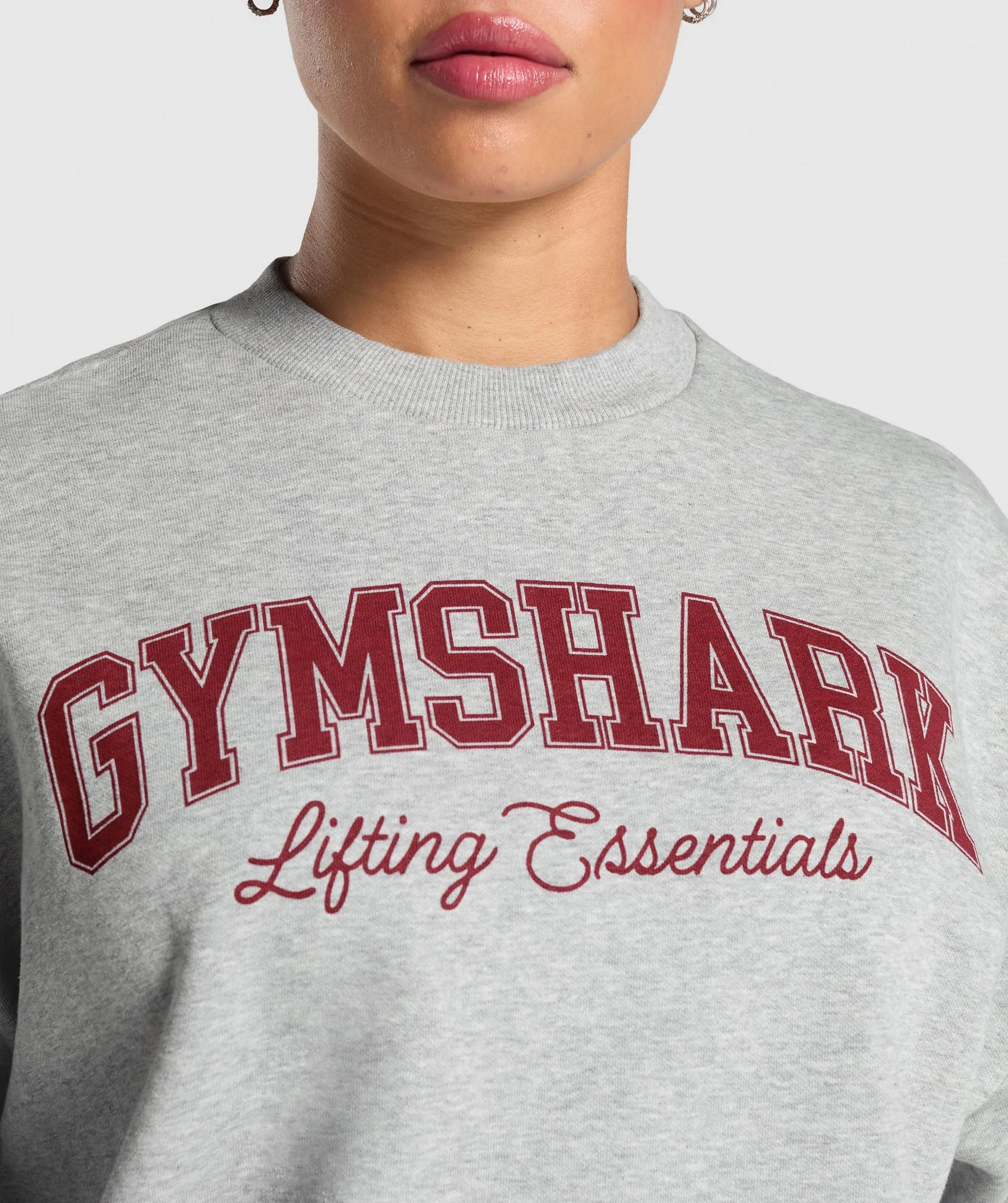 Gymshark Lifting Essentials Graphic Brushed Oversized Sweatshirt - Light Grey Core Marl - Image 5