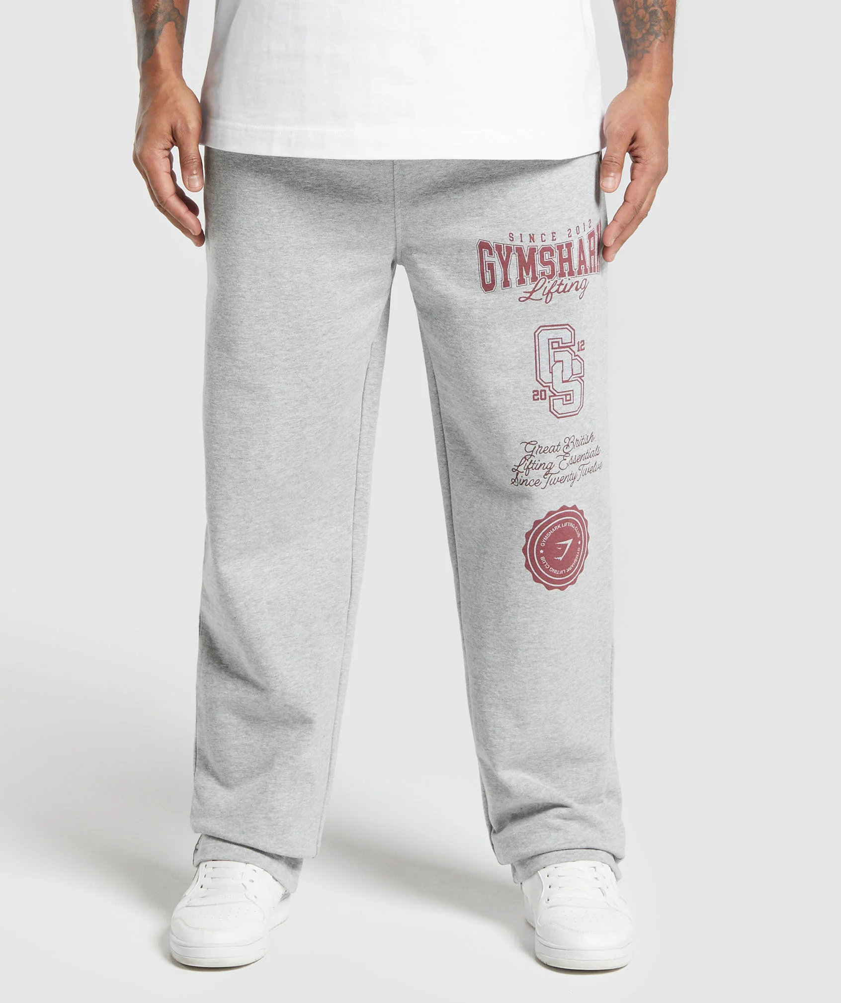 Gymshark Lifting Essentials Straight Leg Pant - Light Grey Core Marl