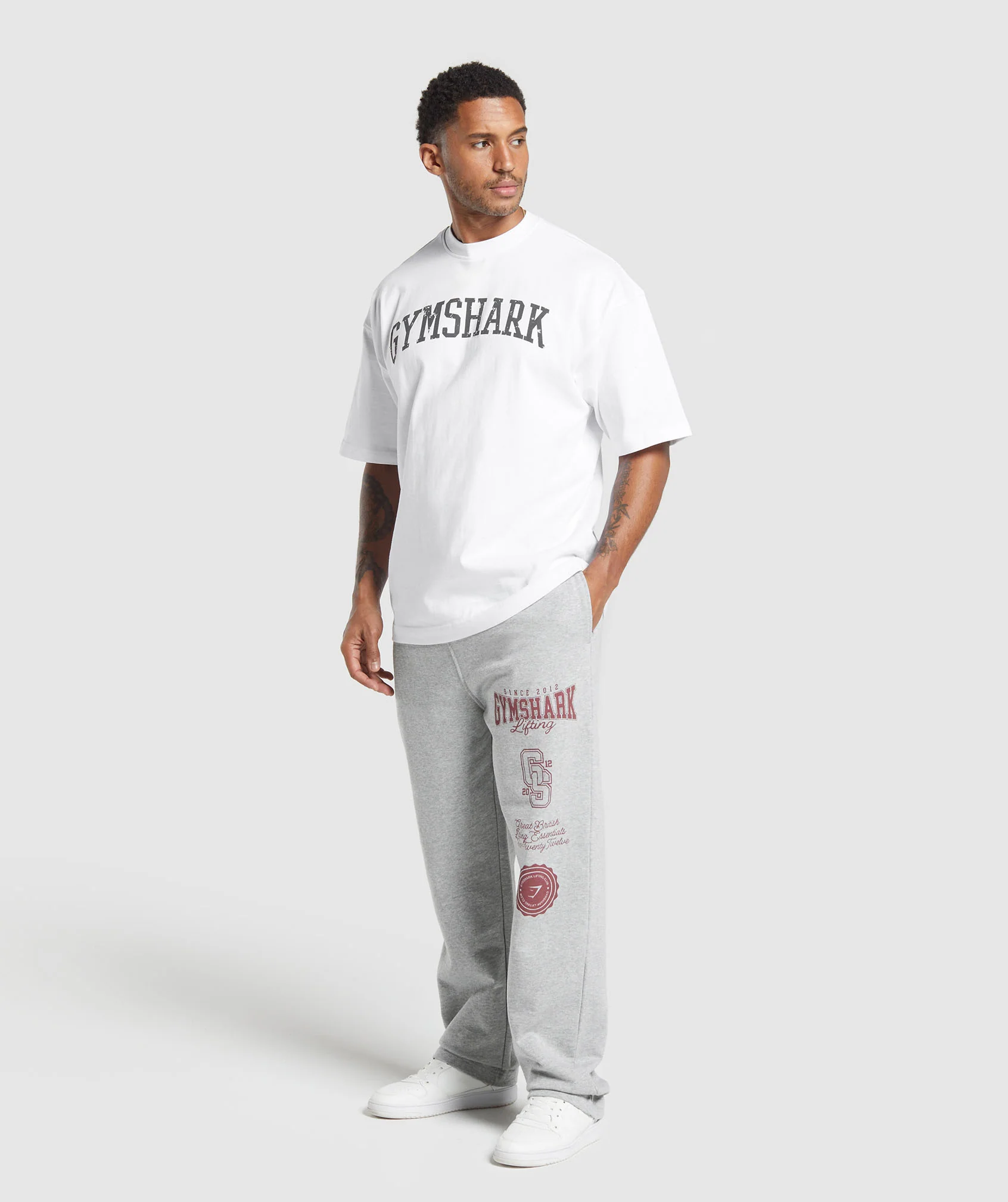 Gymshark Lifting Essentials Straight Leg Pant - Light Grey Core Marl - Image 6