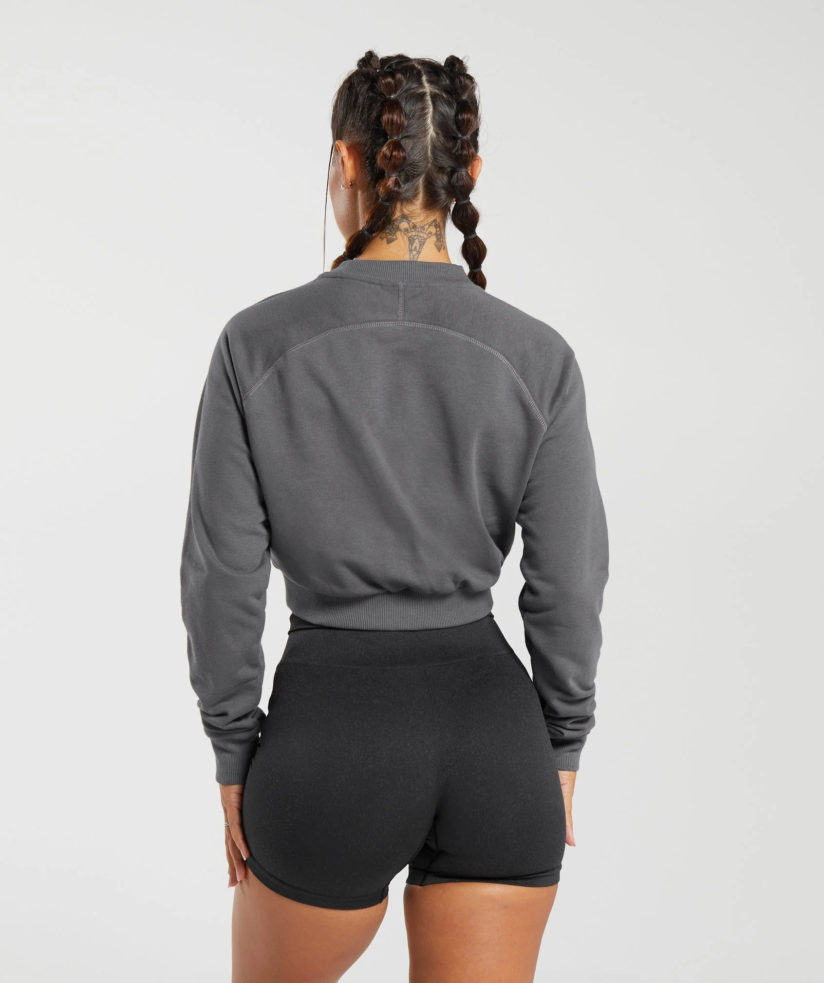 Gymshark Lifting Graphic Cropped Sweatshirt - Dark Grey - Image 2