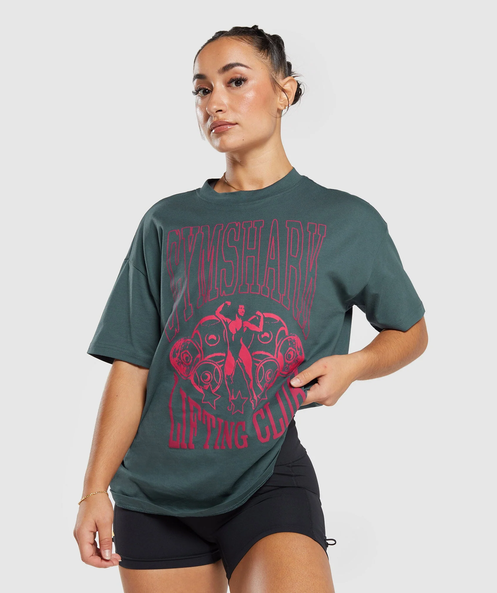 Gymshark Lifting Graphic Oversized T-Shirt - Smokey Teal - Image 4