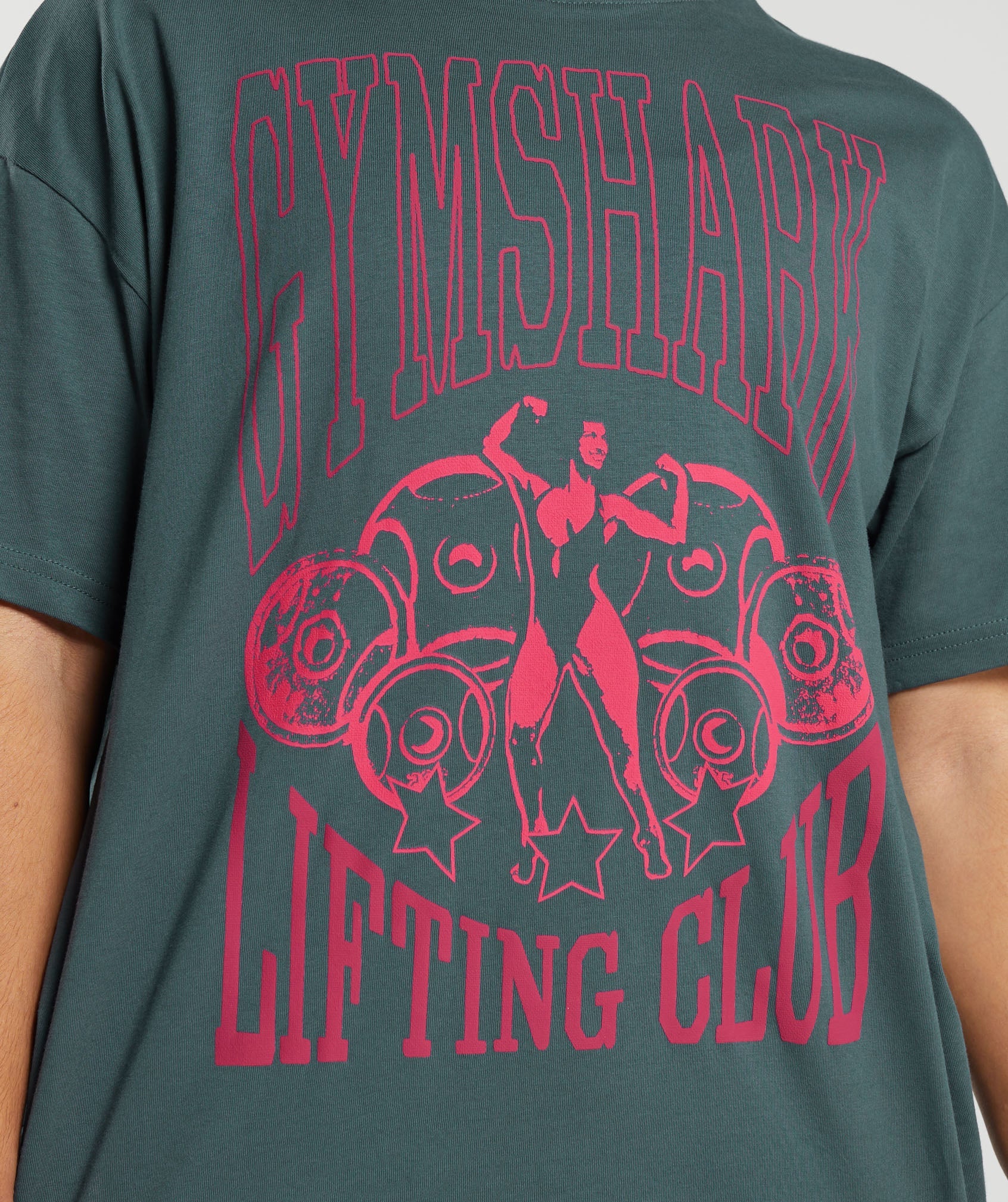 Gymshark Lifting Graphic Oversized T-Shirt - Smokey Teal - Image 5