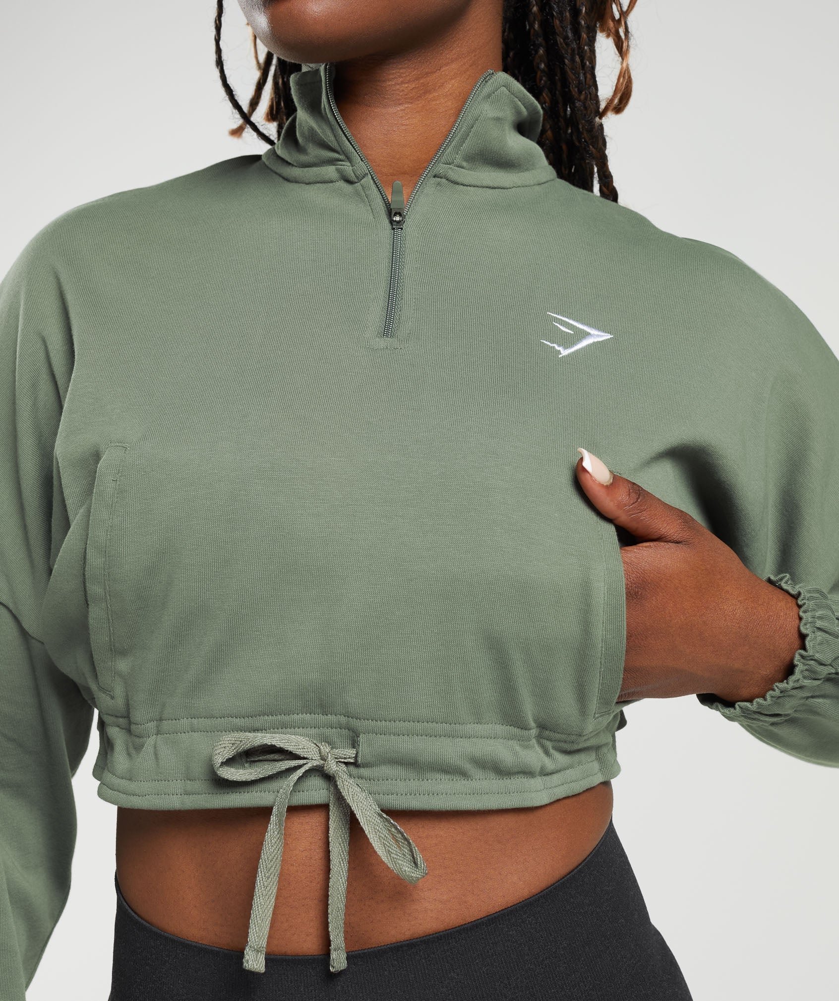 Gymshark Lifting Lightweight 1/4 Zip Pullover - Dusk Green - Image 3