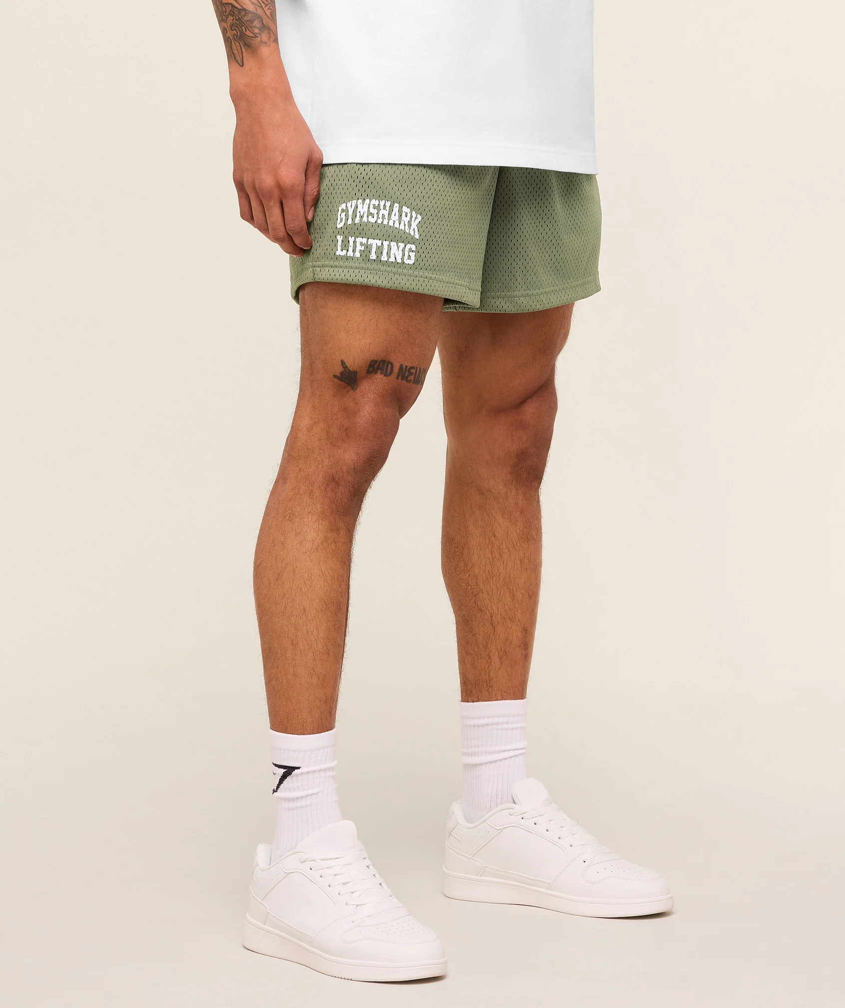 Gymshark Lifting Mesh 5" Shorts - Base Green - Image 3