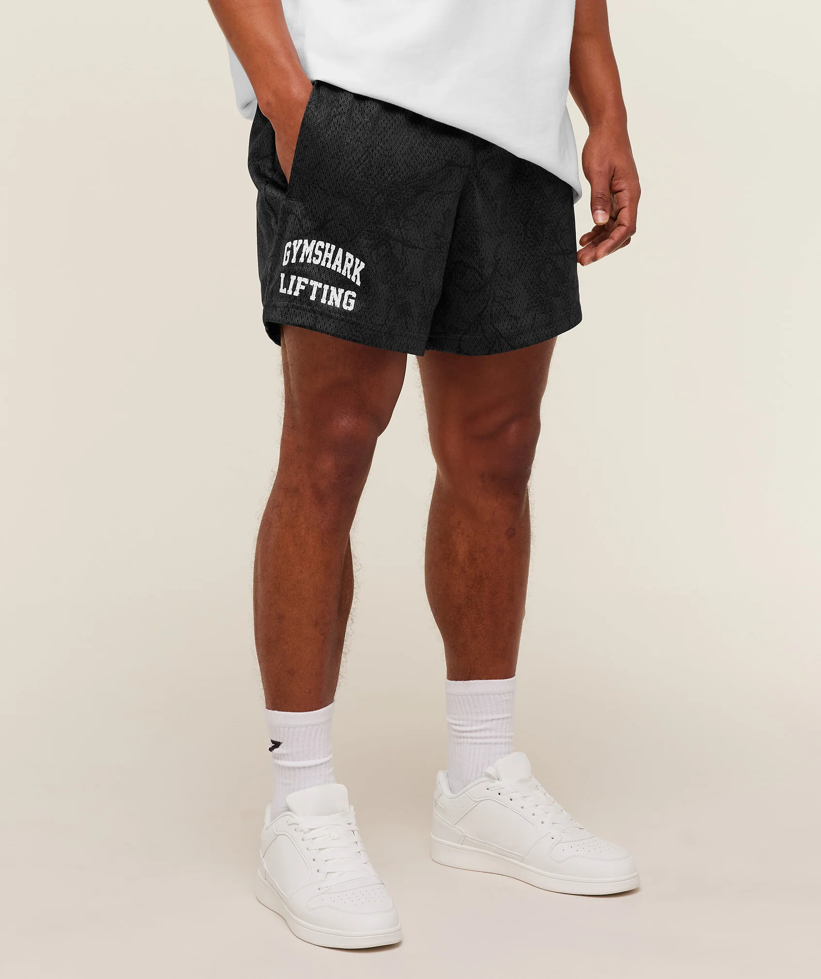 Gymshark Lifting Mesh 5" Shorts - Black/Grey - Image 3