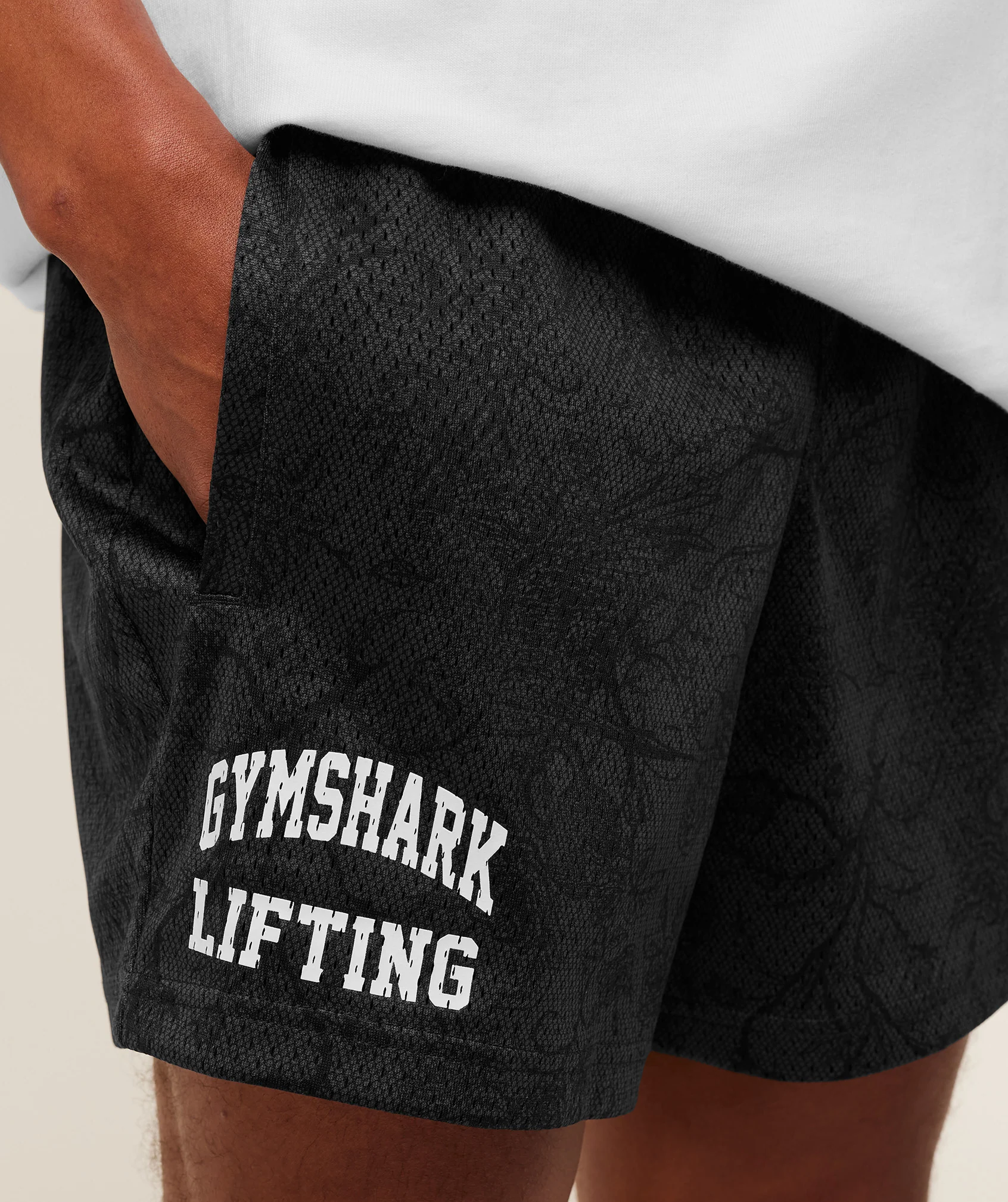 Gymshark Lifting Mesh 5" Shorts - Black/Grey - Image 4