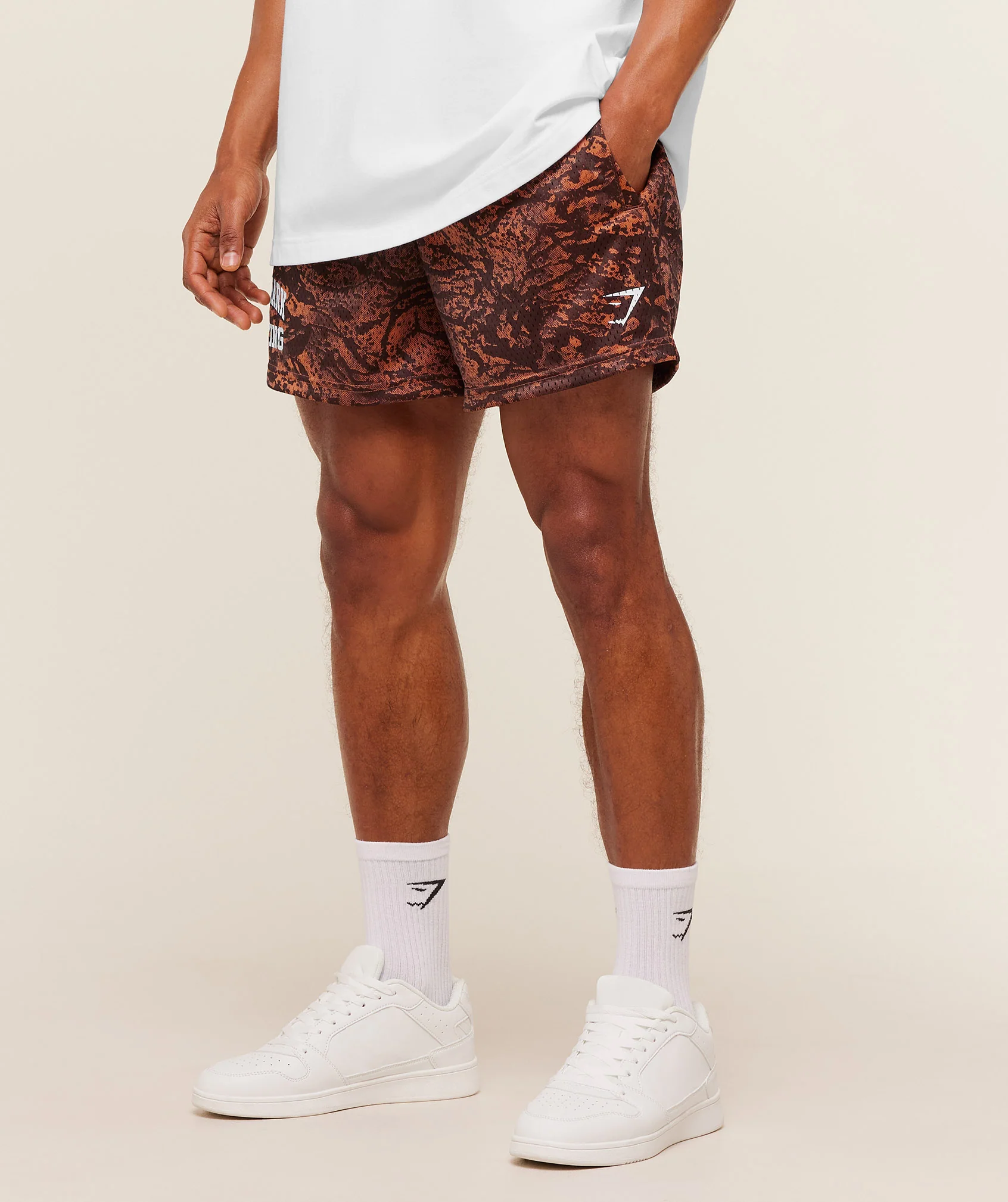Gymshark Lifting Mesh 5" Shorts - Terracotta Orange - Image 3