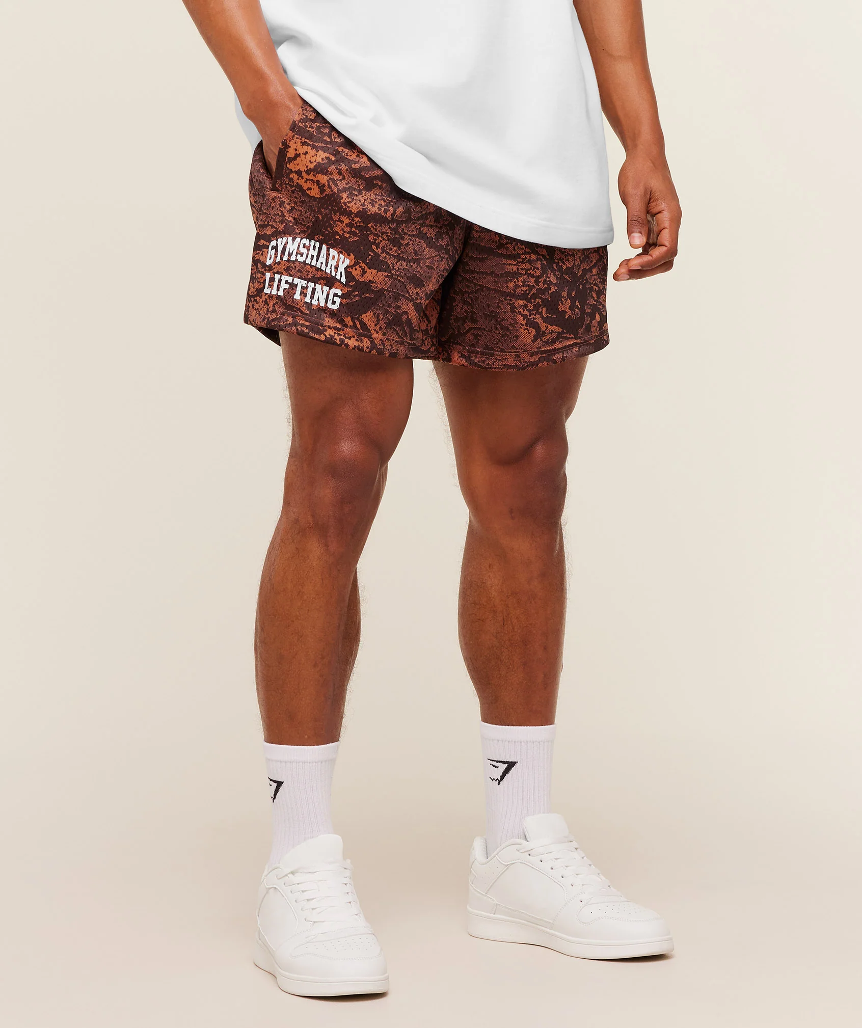 Gymshark Lifting Mesh 5" Shorts - Terracotta Orange - Image 4