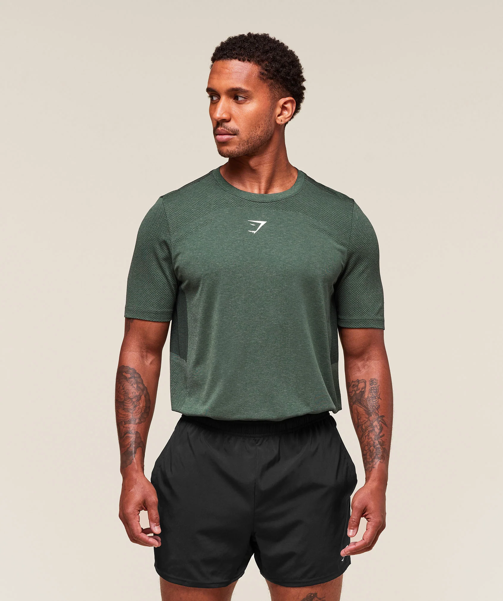 Gymshark Lightweight Seamless T-Shirt - Chalk Green/Base Green