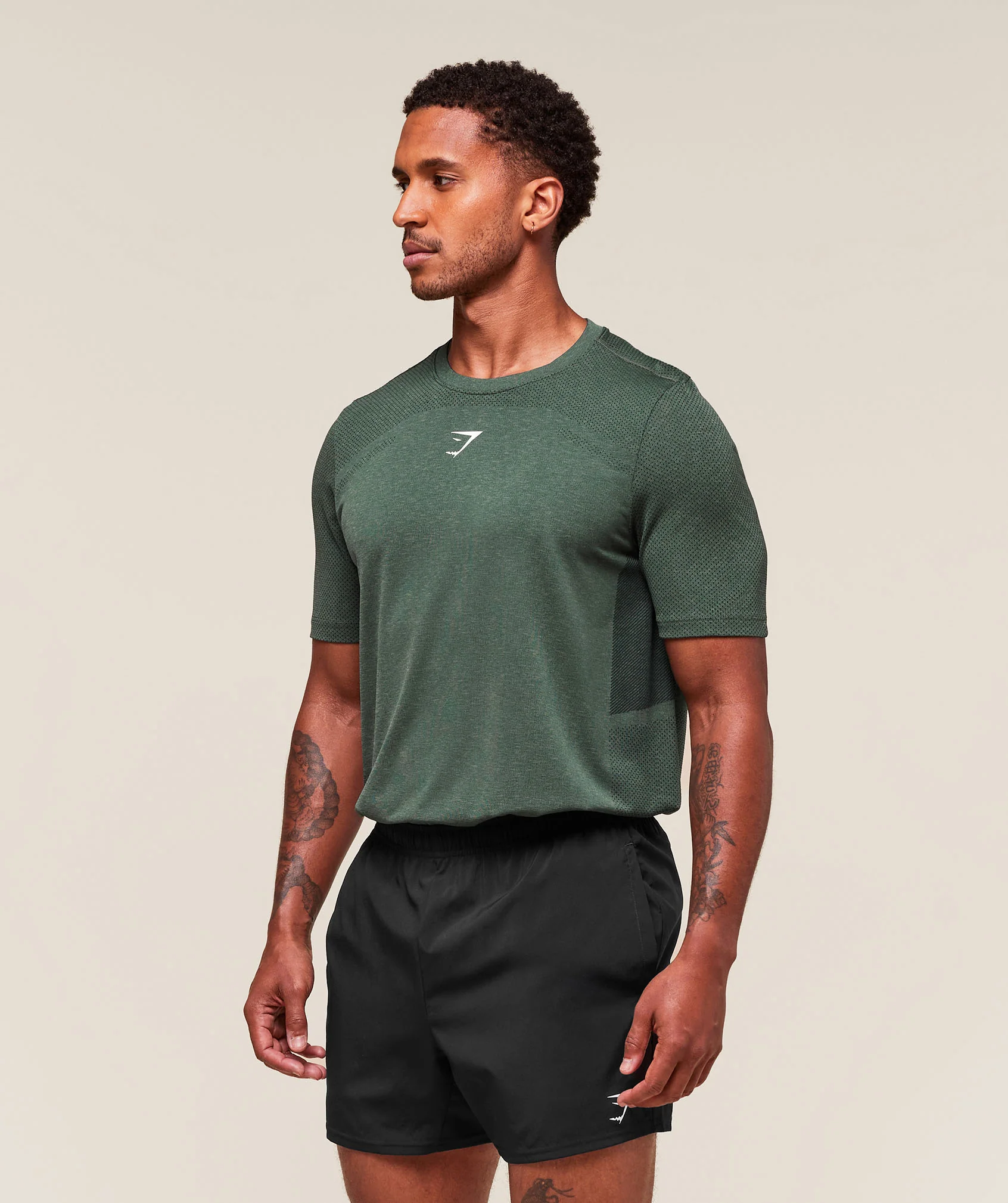 Gymshark Lightweight Seamless T-Shirt - Chalk Green/Base Green - Image 3
