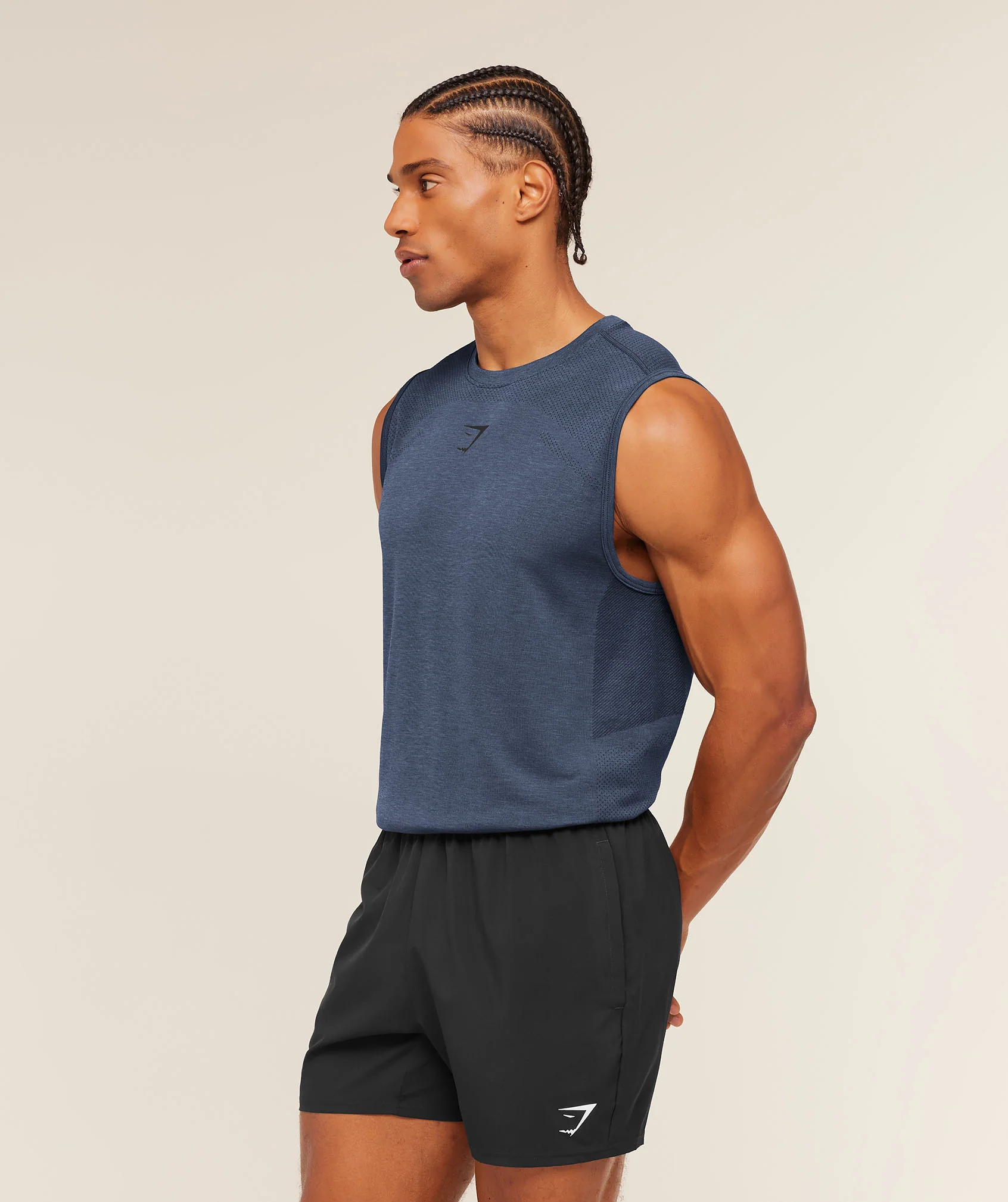 Gymshark Lightweight Seamless Tank - Heavy Blue/Marl - Image 3
