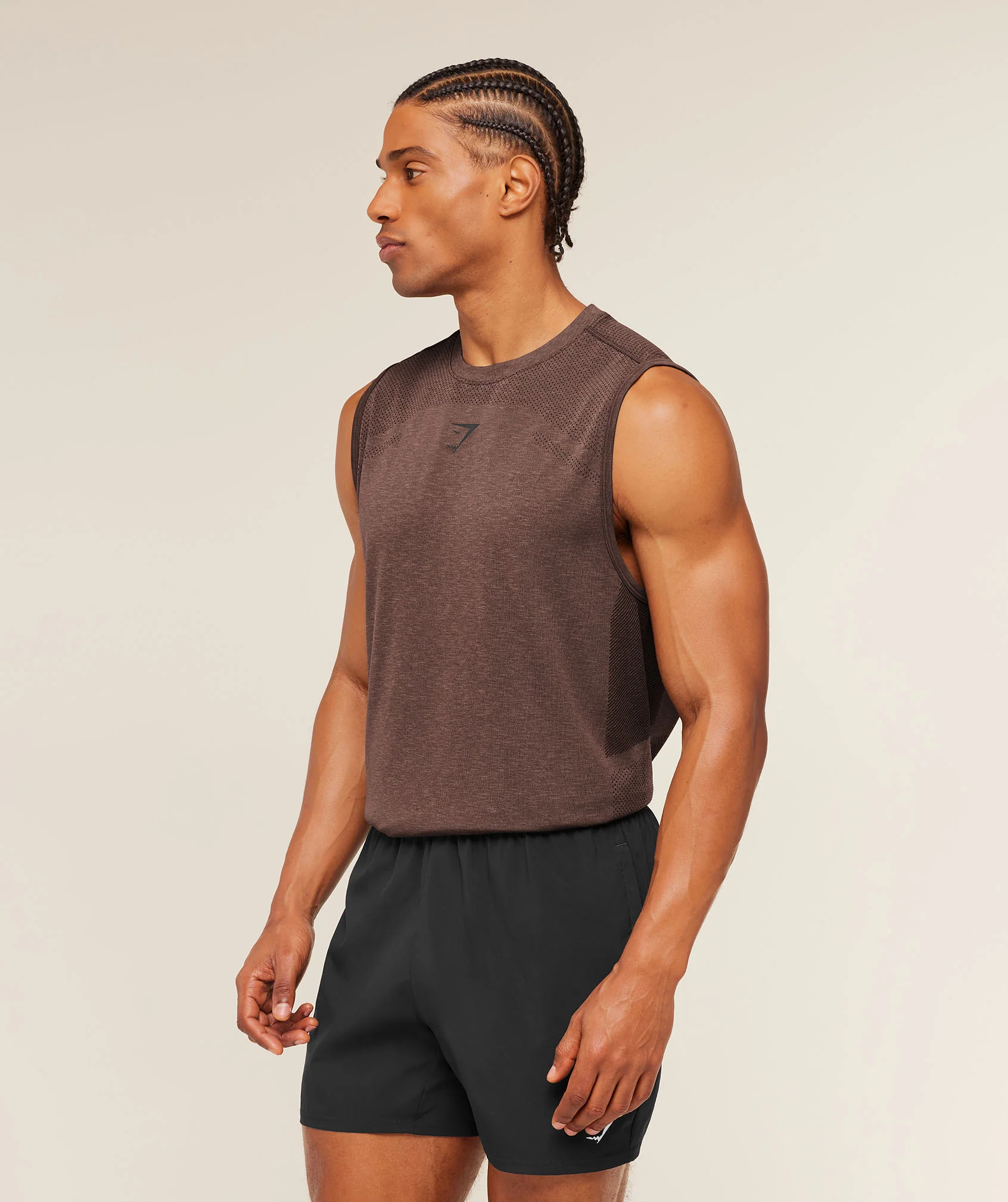 Gymshark Lightweight Seamless Tank - Soft Brown/Marl - Image 3