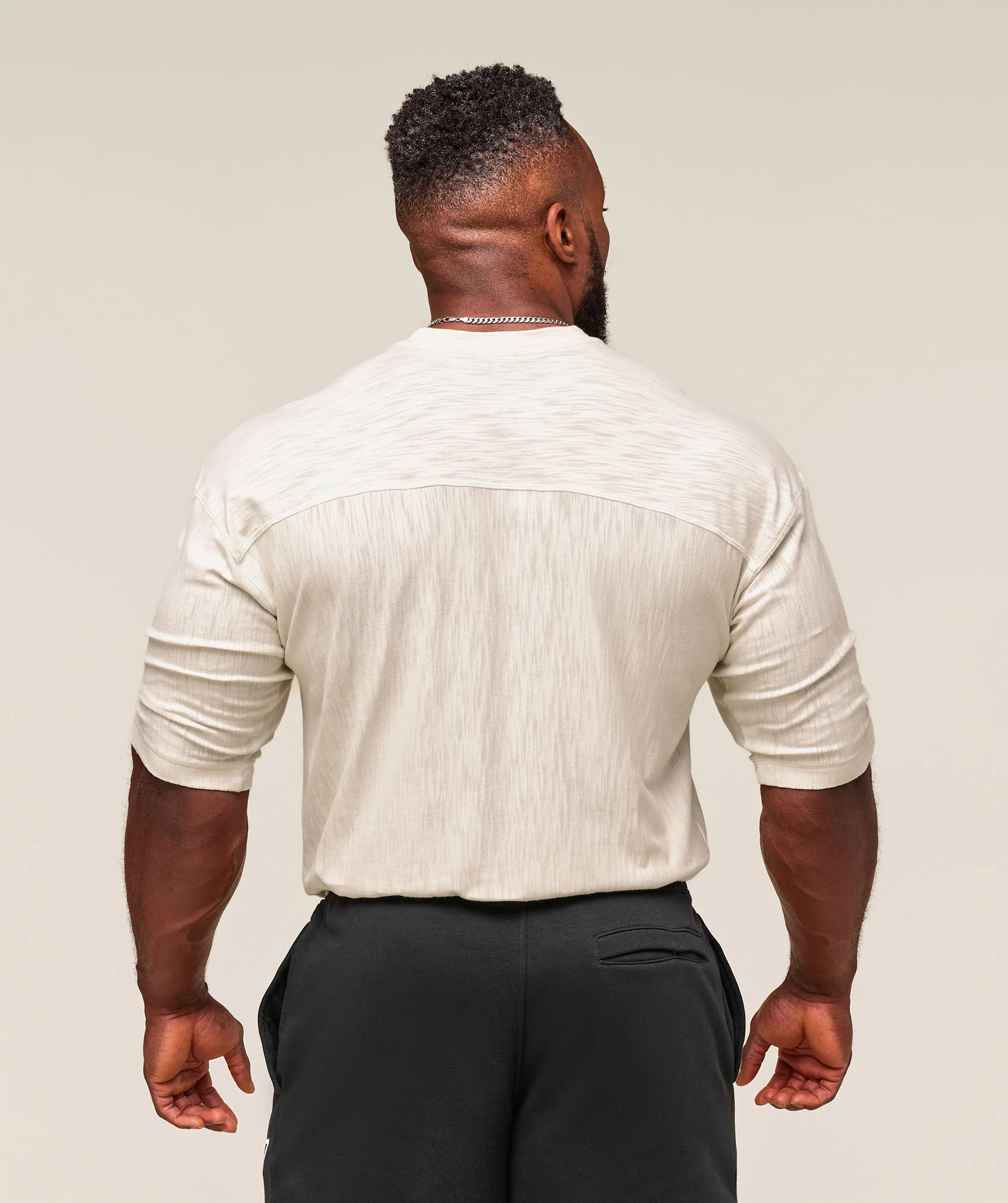 Gymshark Lightweight Slub Textured 3/4 Henley - Oat White - Image 2