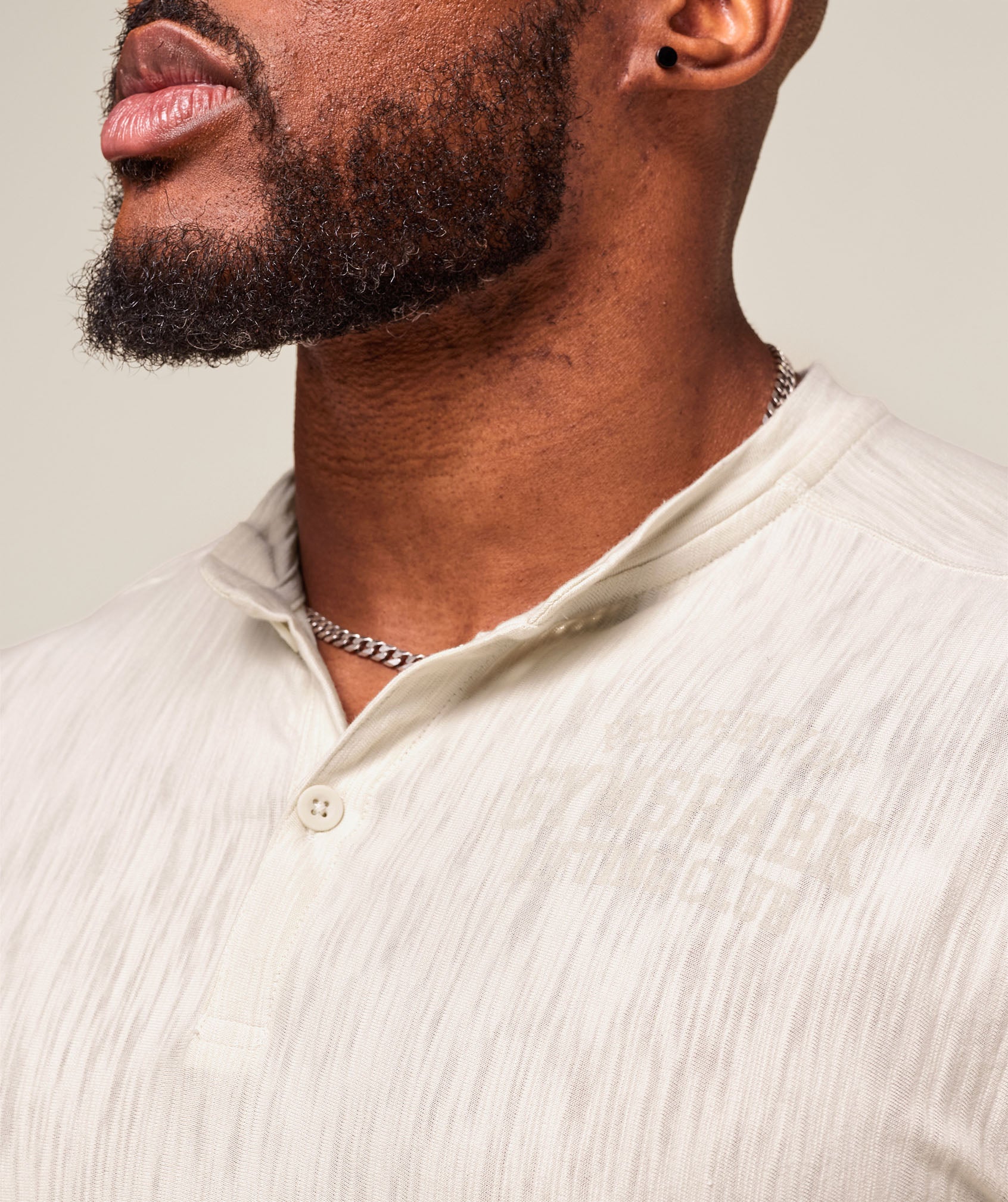 Gymshark Lightweight Slub Textured 3/4 Henley - Oat White - Image 4