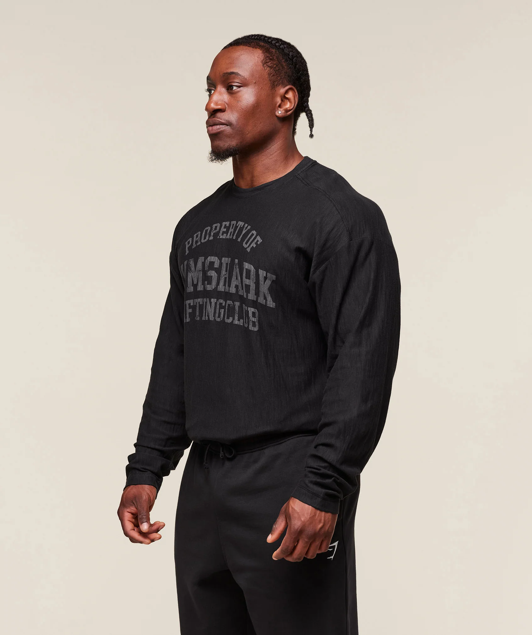 Gymshark Lightweight Slub Textured Lifting Authenticator OS LS T-shirt - Black - Image 3