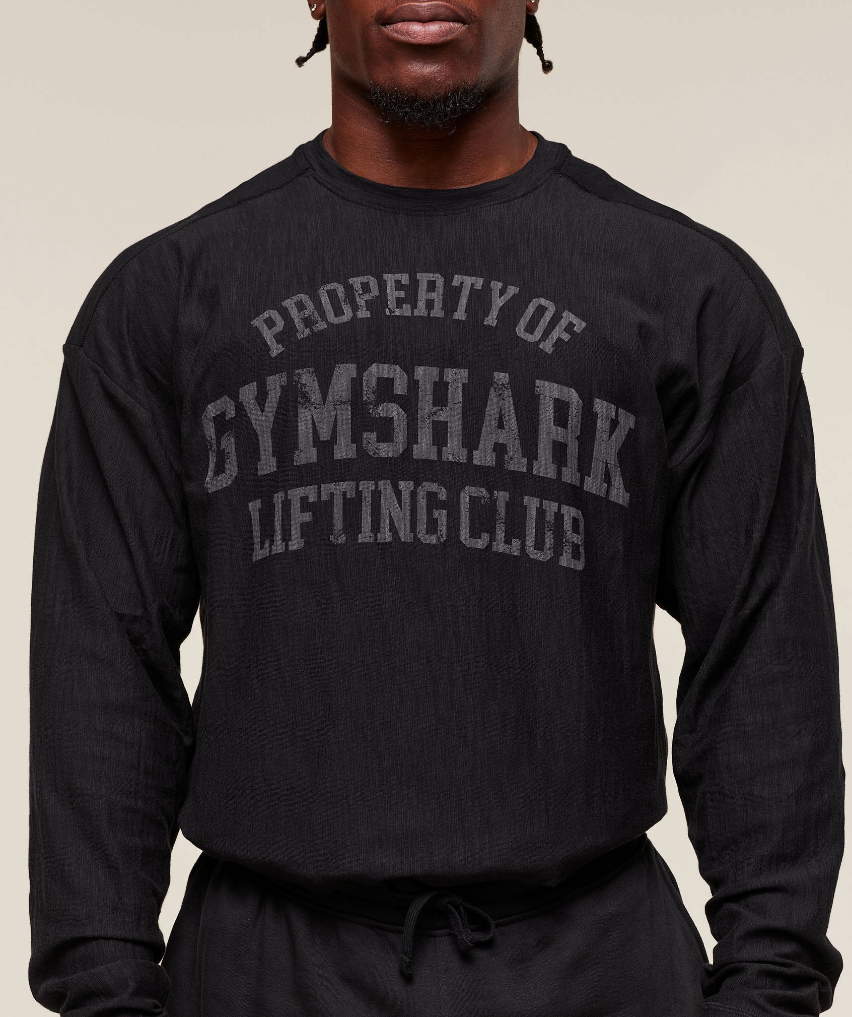 Gymshark Lightweight Slub Textured Lifting Authenticator OS LS T-shirt - Black - Image 4