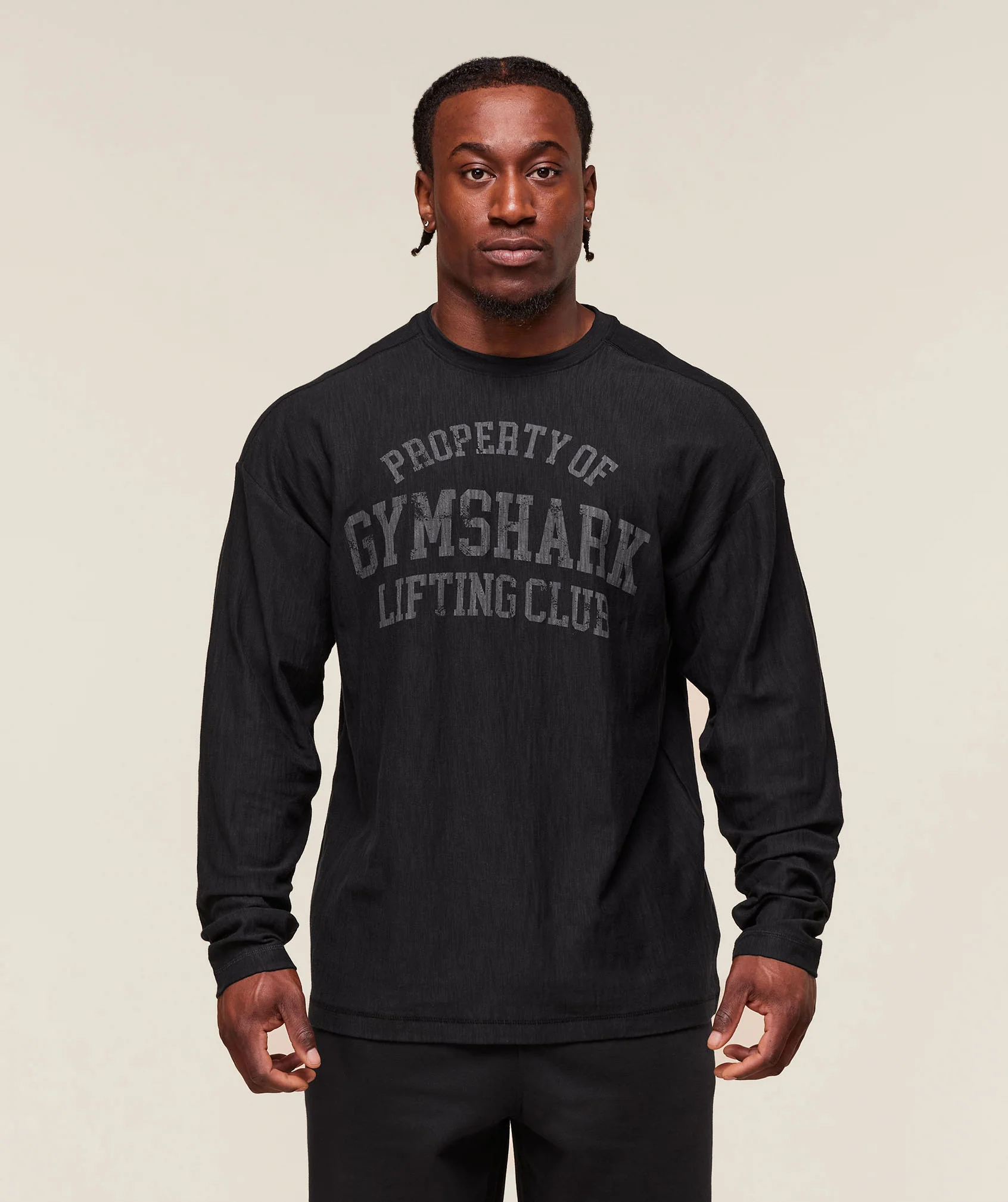 Gymshark Lightweight Slub Textured Lifting Authenticator OS LS T-shirt - Black - Image 5