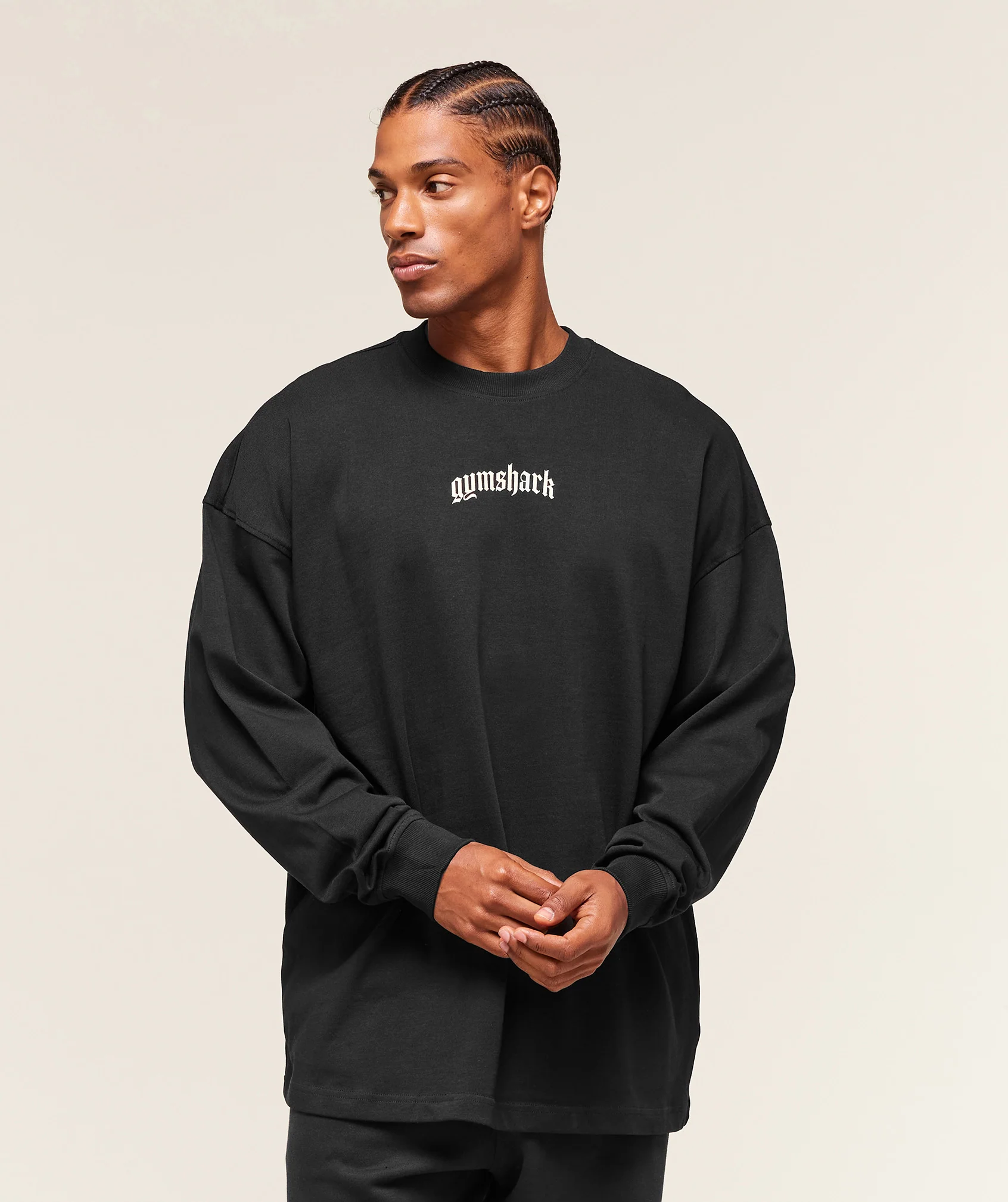 Gymshark Lion Graphic Long Sleeve T-Shirt - Black - Image 2