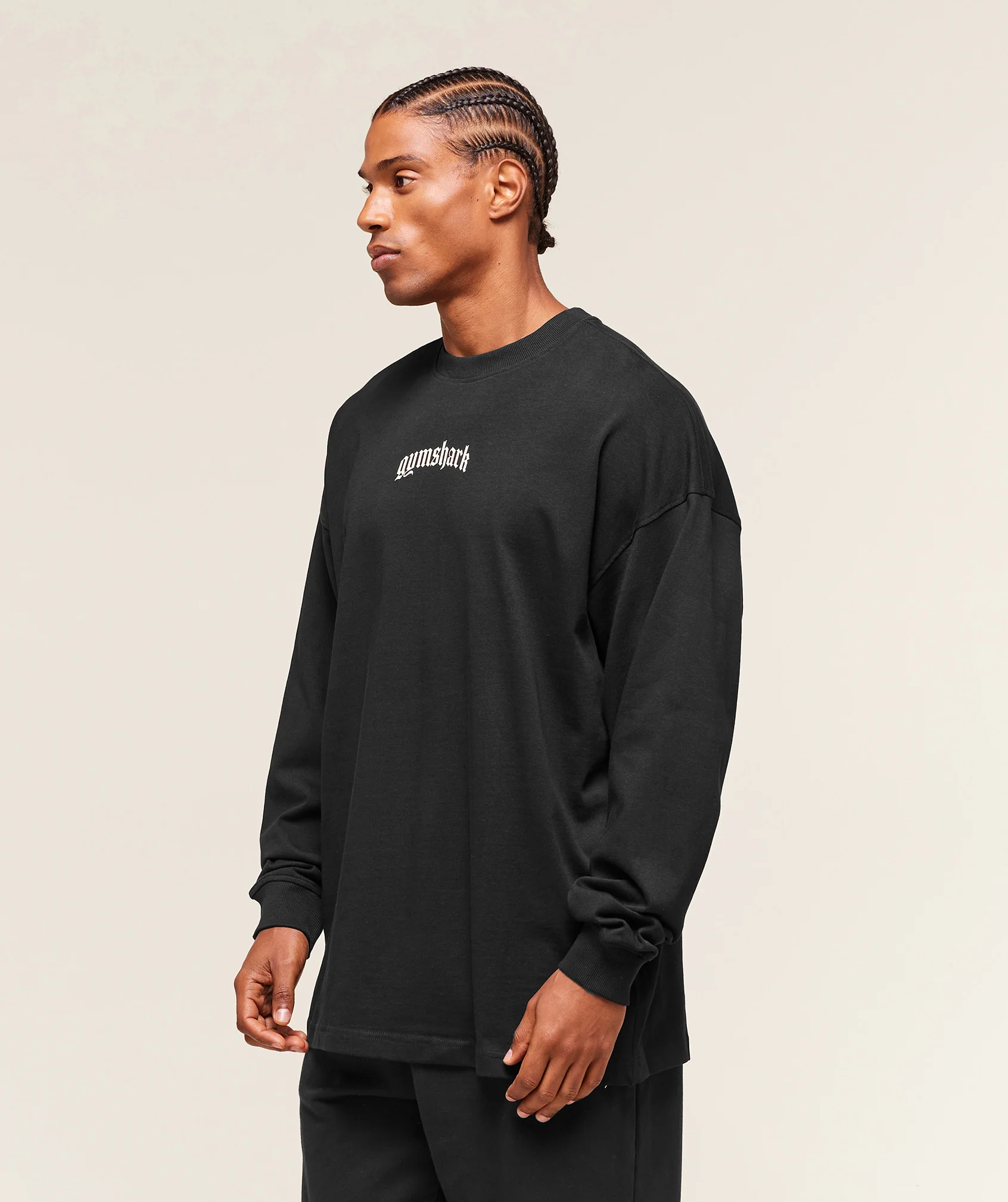 Gymshark Lion Graphic Long Sleeve T-Shirt - Black - Image 3