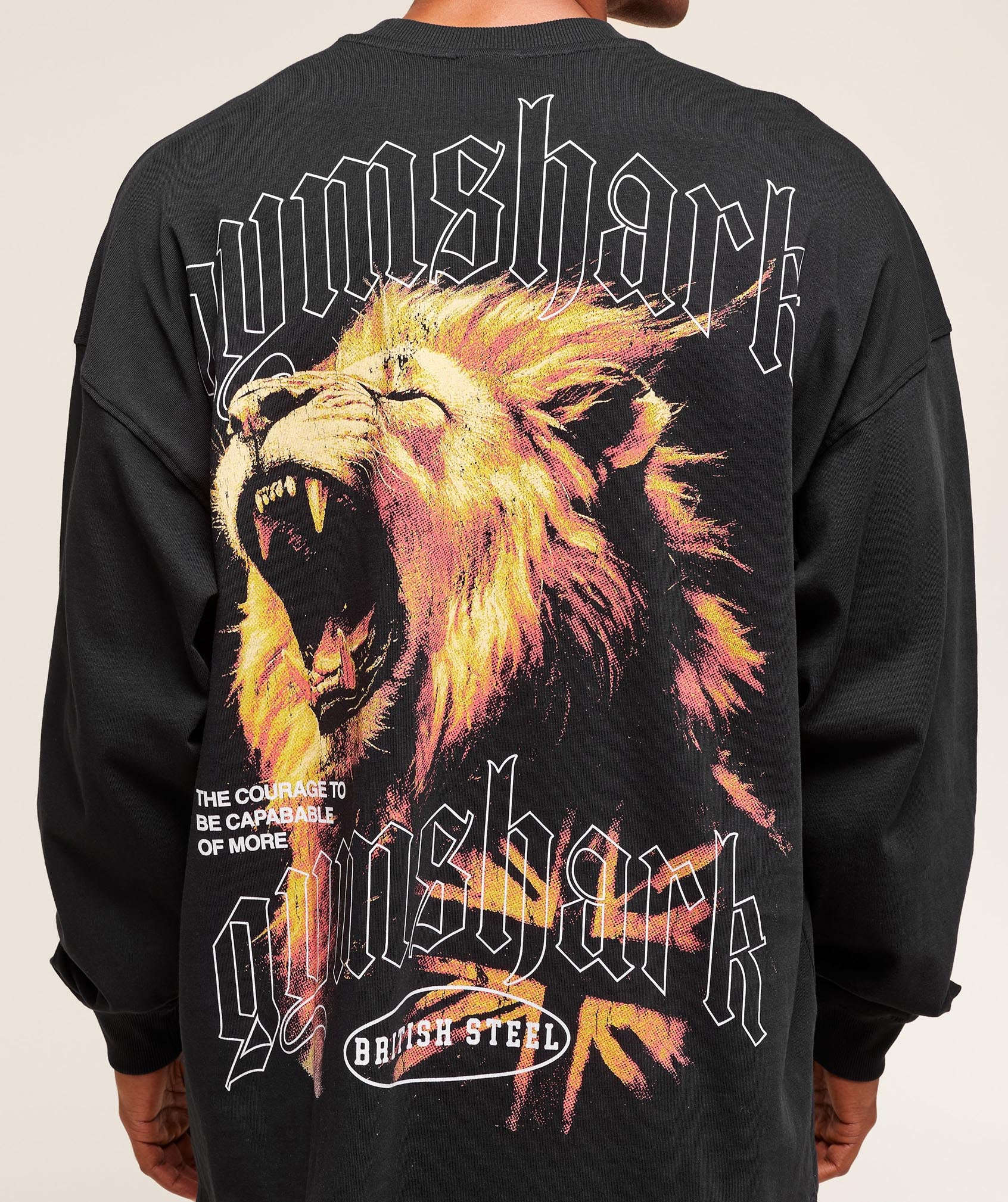 Gymshark Lion Graphic Long Sleeve T-Shirt - Black - Image 4