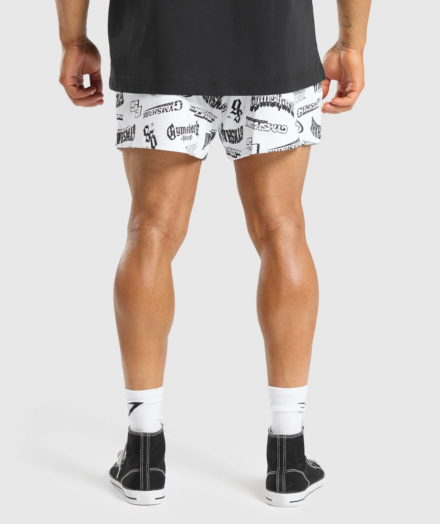 Gymshark Logomania Mesh 5" Shorts - Black - Image 2