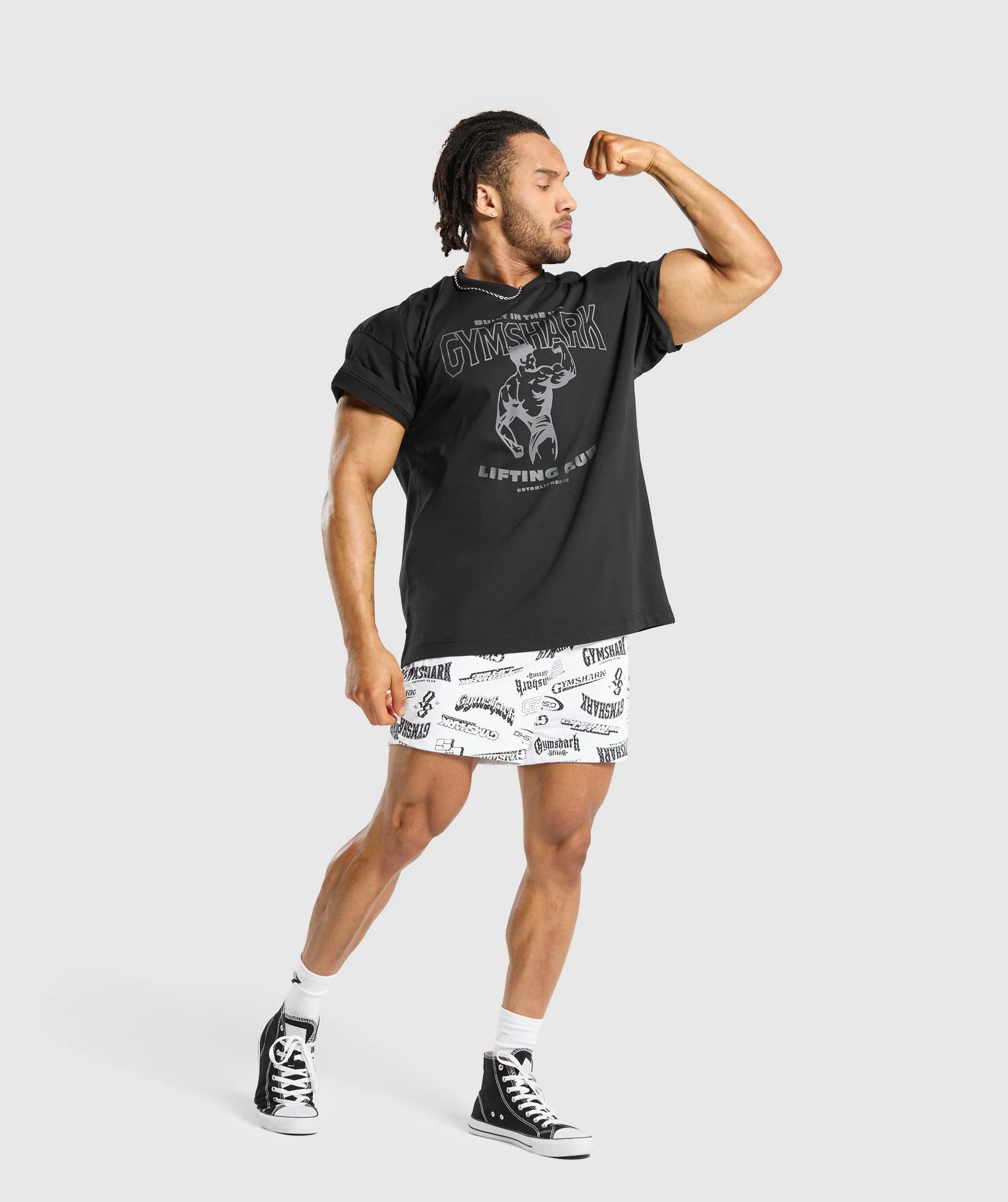 Gymshark Logomania Mesh 5" Shorts - Black - Image 6