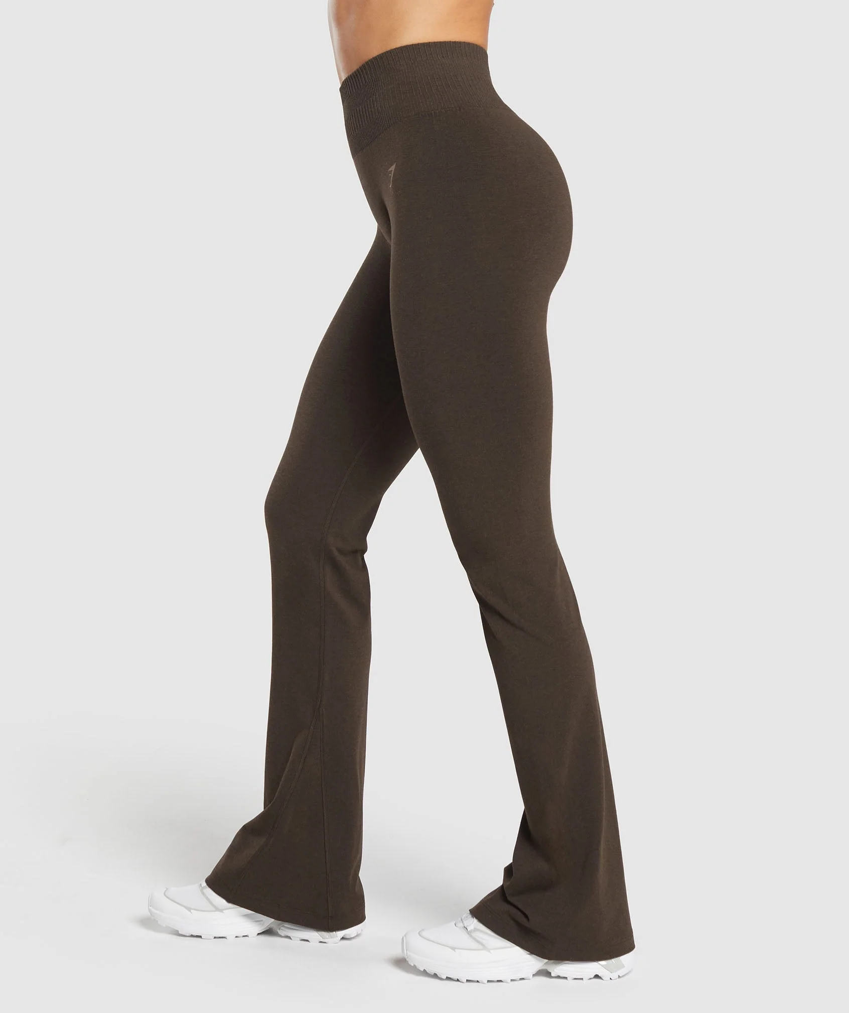 Gymshark Luxe Seamless Flare Leggings - Walnut Brown Marl - Image 3