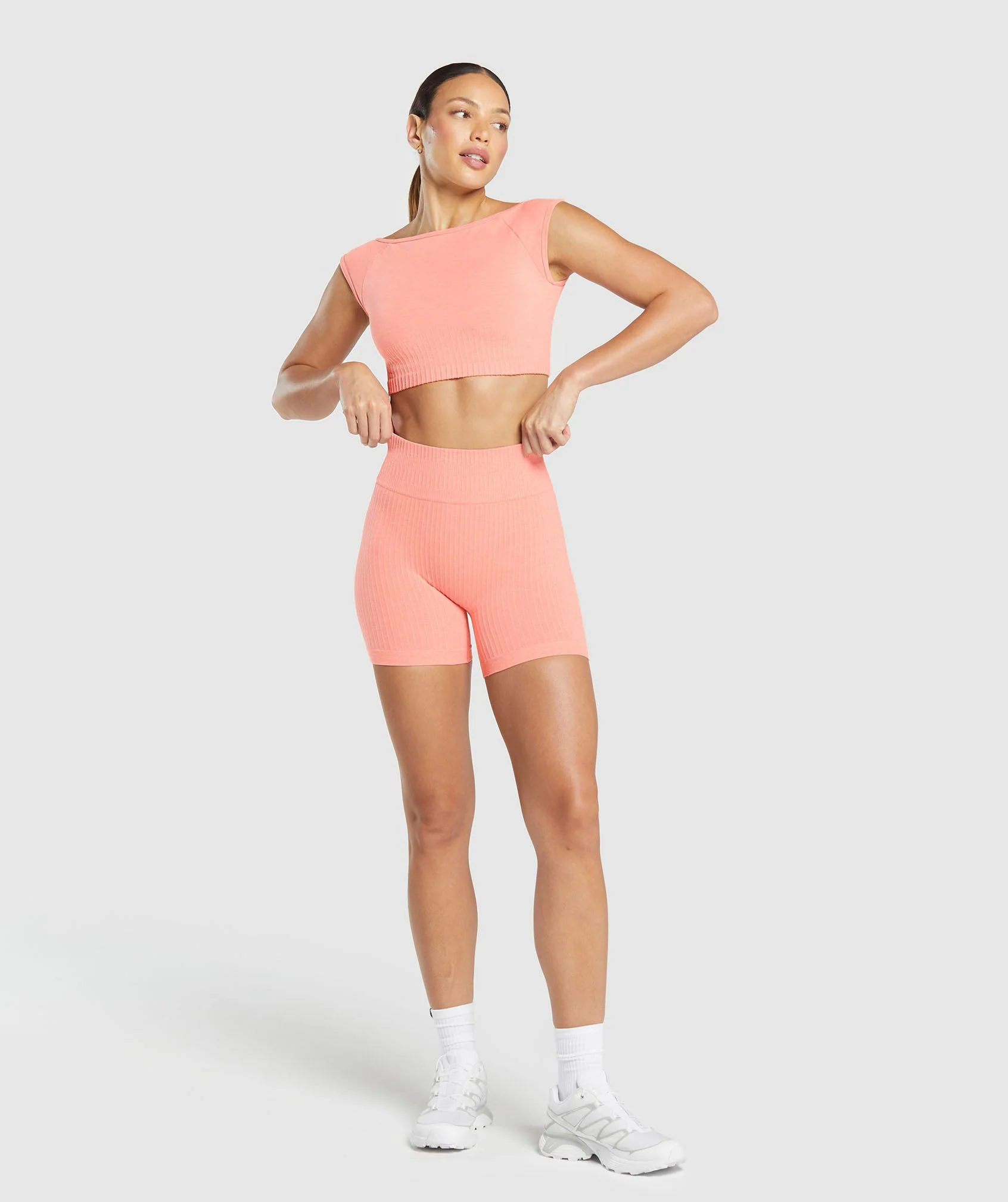 Gymshark Luxe Seamless Shorts - Muted Coral Marl - Image 4