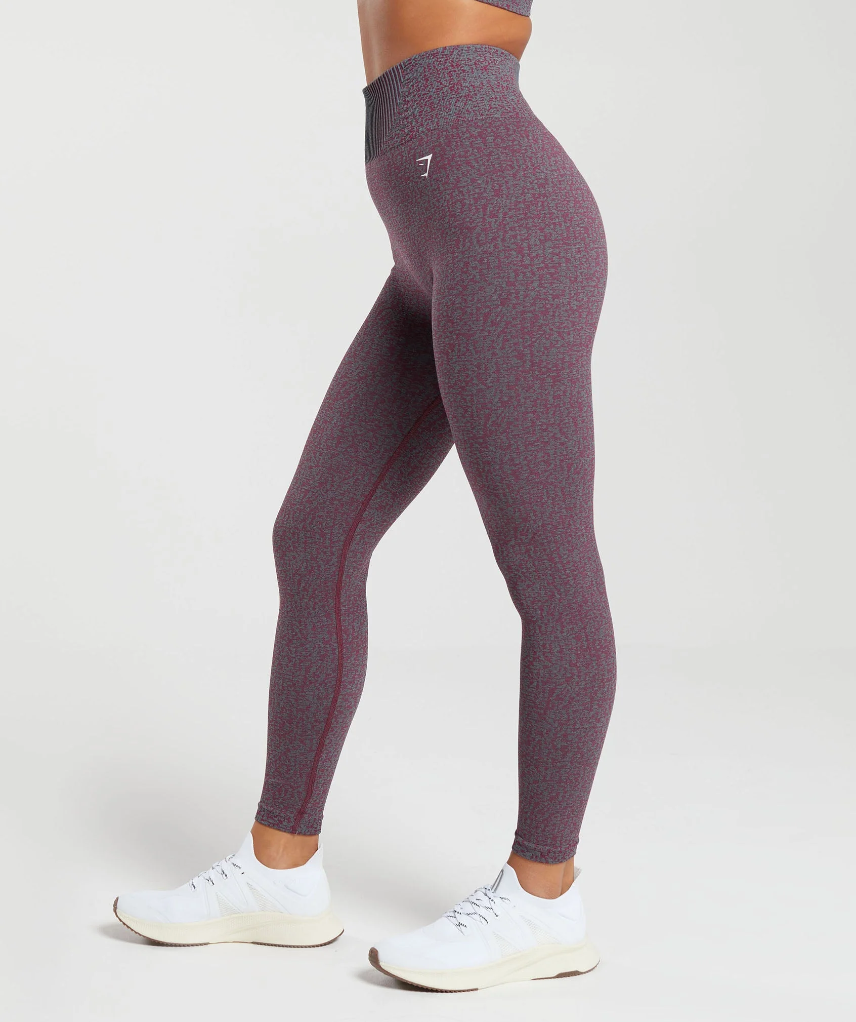 Gymshark Marl Seamless Leggings - Plum Pink Marl/Dark Grey Marl/Plum Pink - Image 3