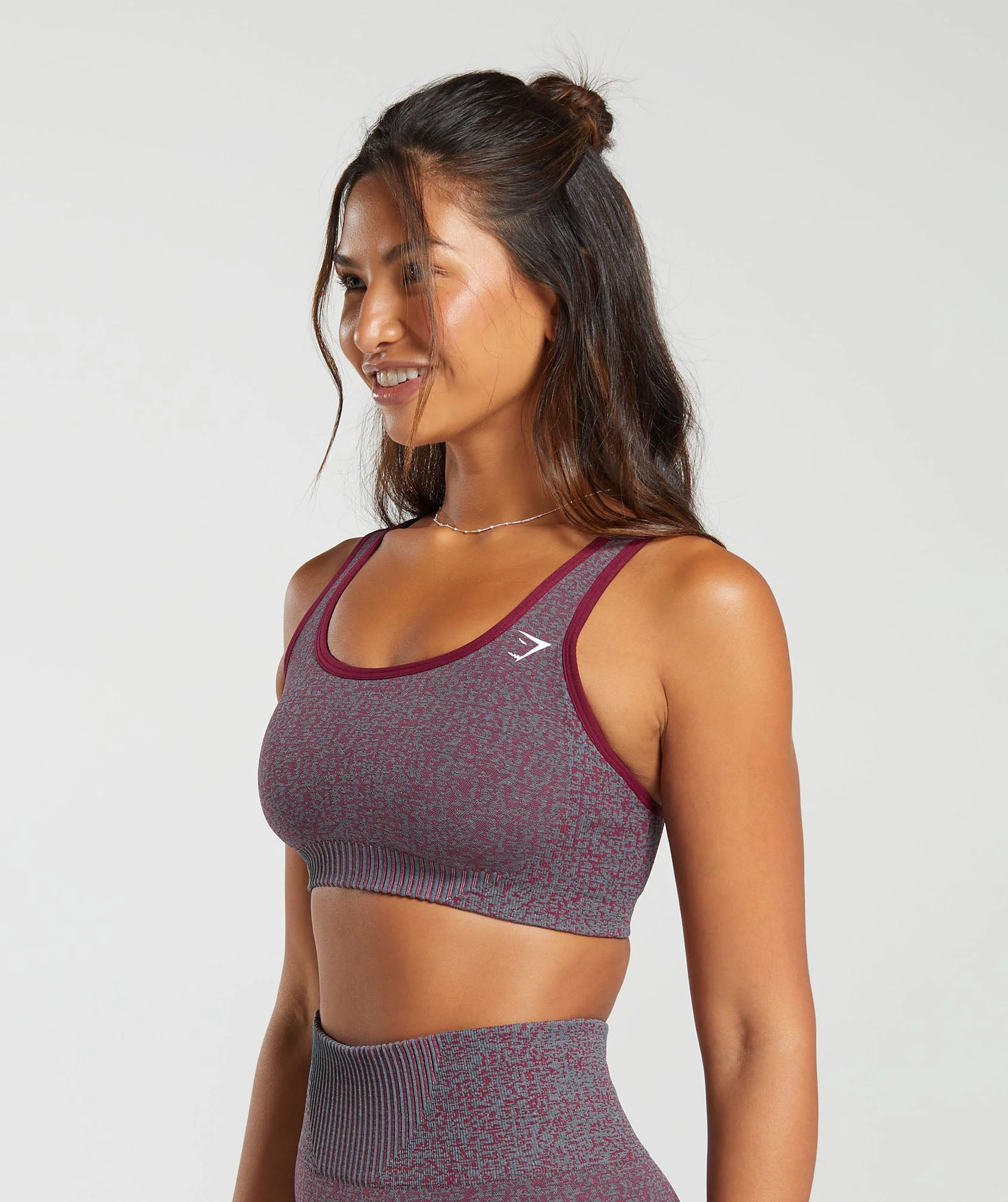 Gymshark Marl Seamless Scoop Bra - Plum Pink Marl/Dark Grey Marl/Plum Pink - Image 3