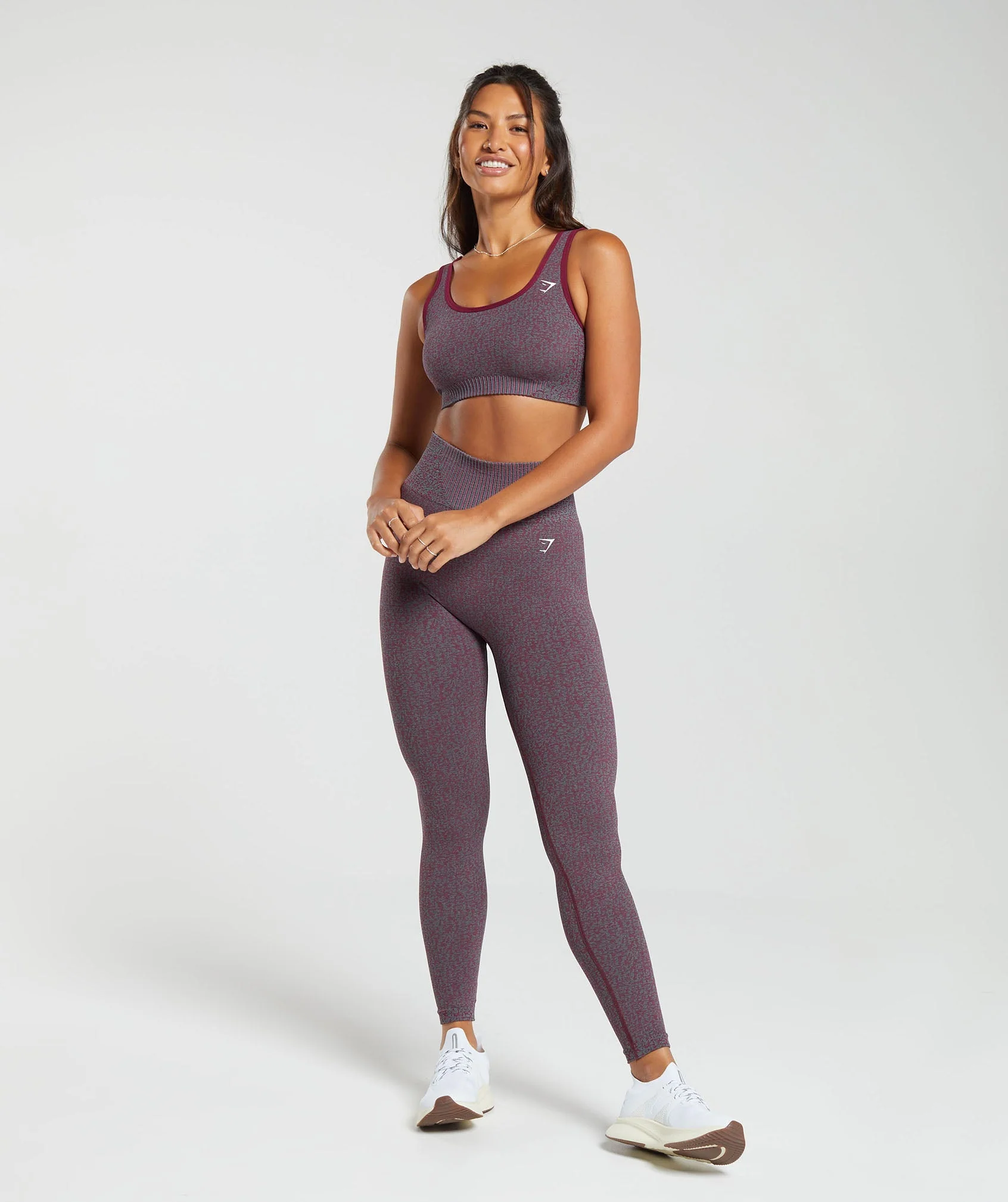 Gymshark Marl Seamless Scoop Bra - Plum Pink Marl/Dark Grey Marl/Plum Pink - Image 4