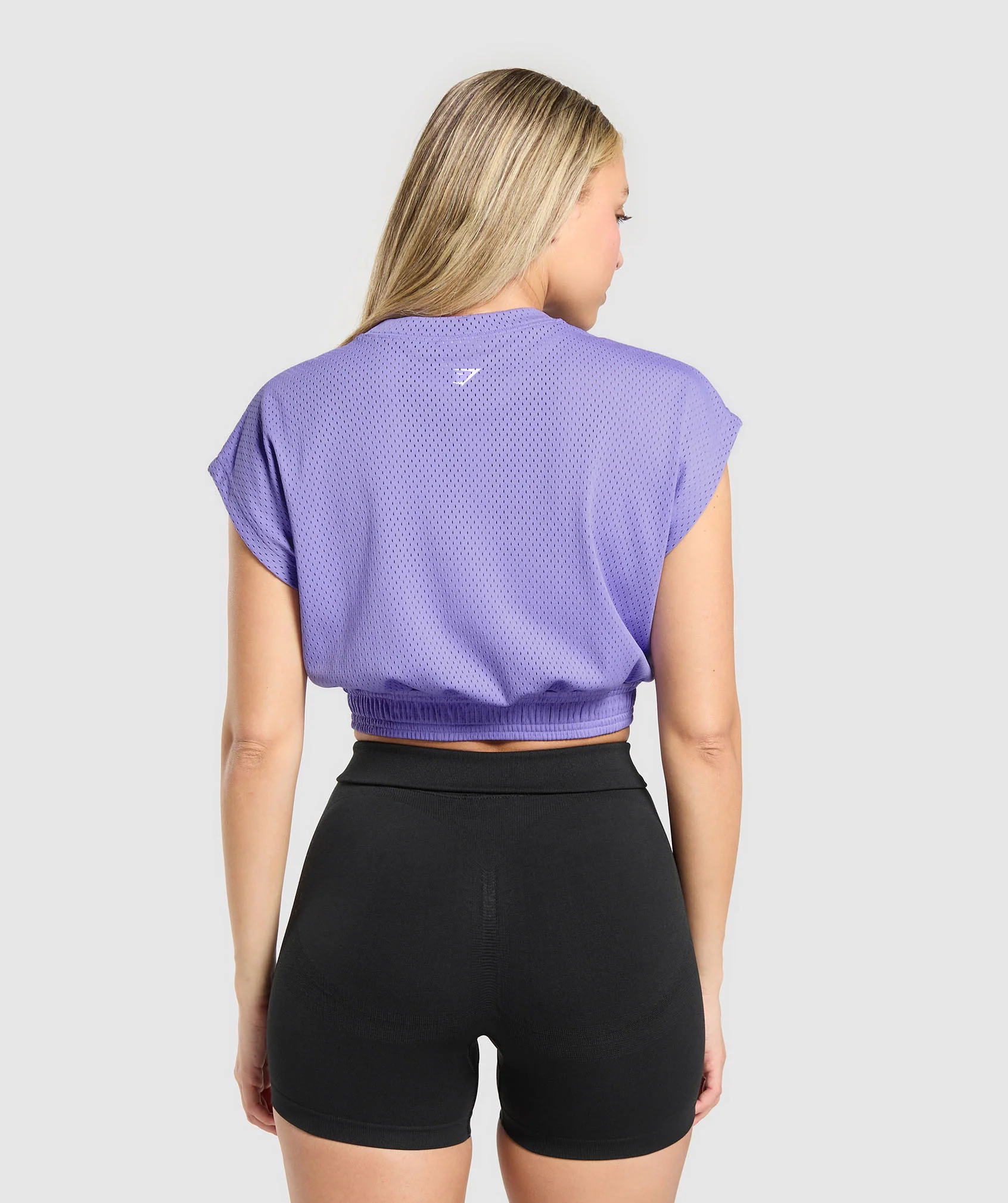Gymshark Mesh Graphic Crop Top - Record Purple - Image 2