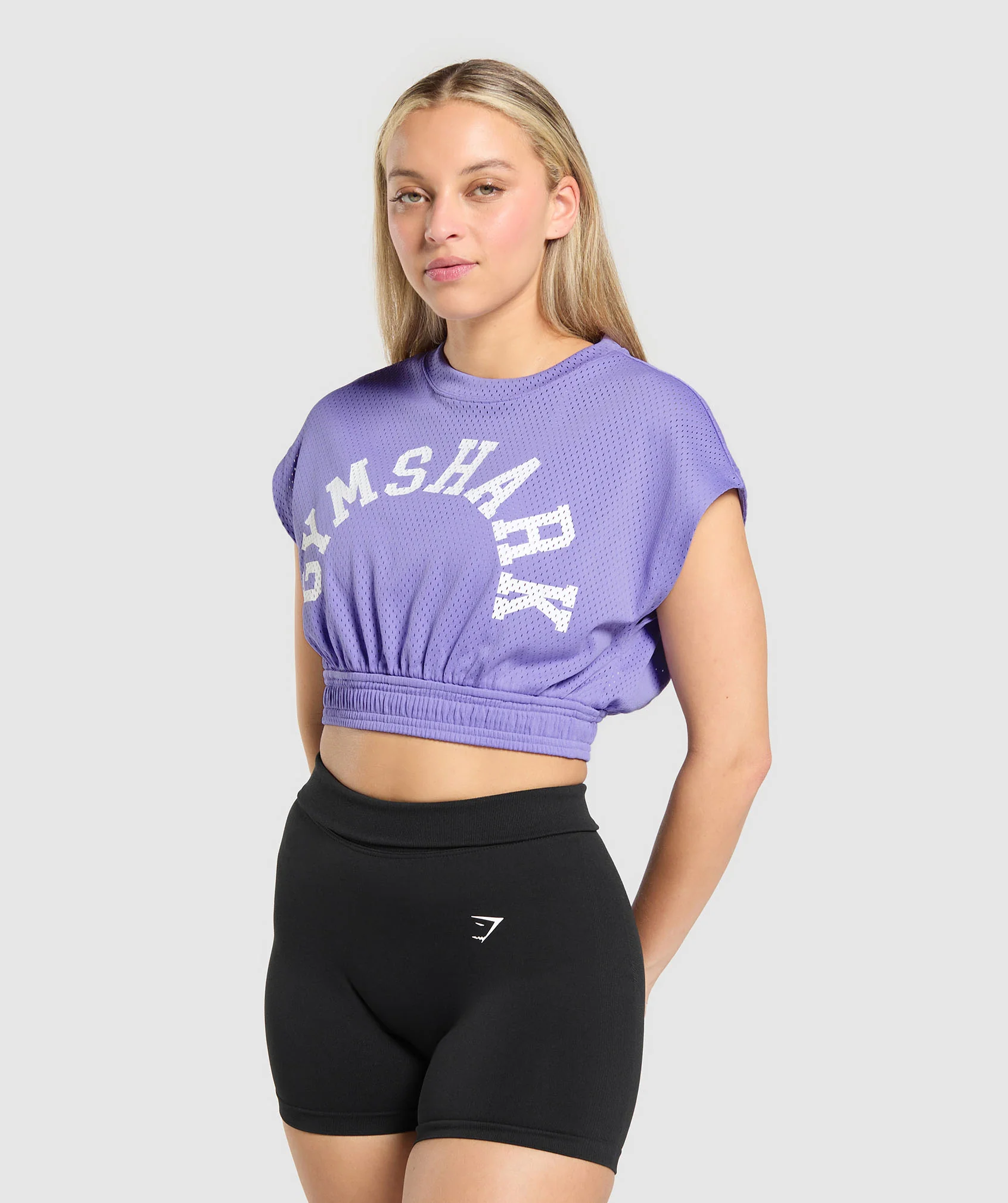 Gymshark Mesh Graphic Crop Top - Record Purple - Image 3
