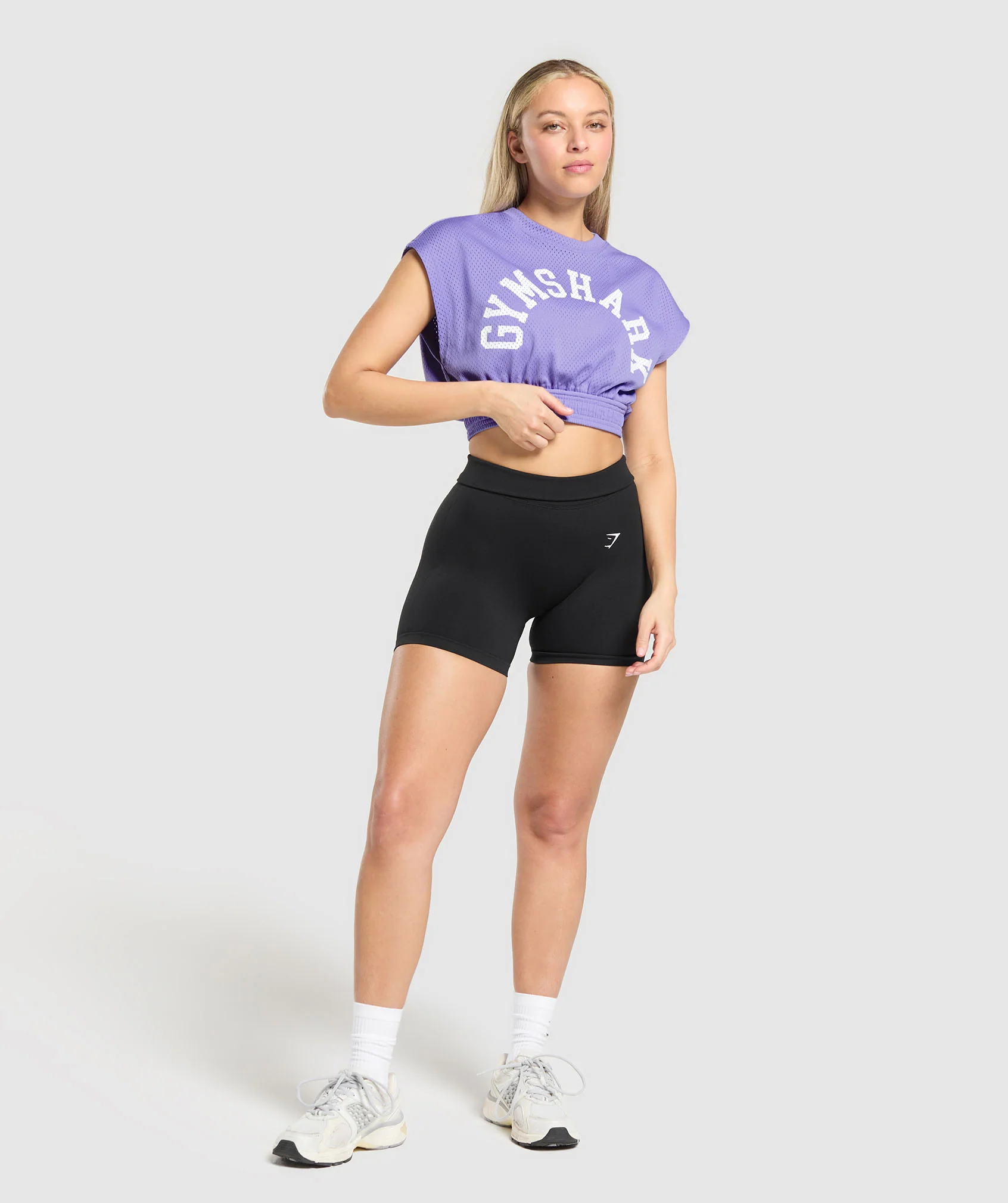 Gymshark Mesh Graphic Crop Top - Record Purple - Image 4