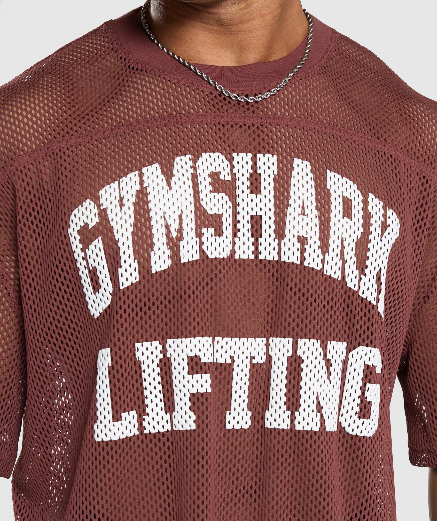 Gymshark Mesh Oversized T-Shirt - Burgundy Brown - Image 5