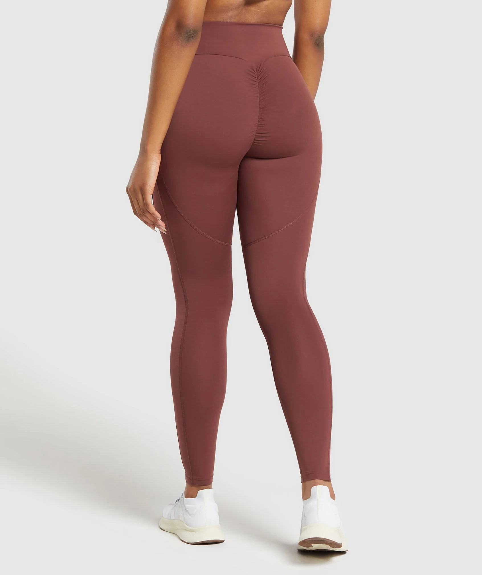 Gymshark Mesh Placement Leggings - Burgundy Brown - Image 3