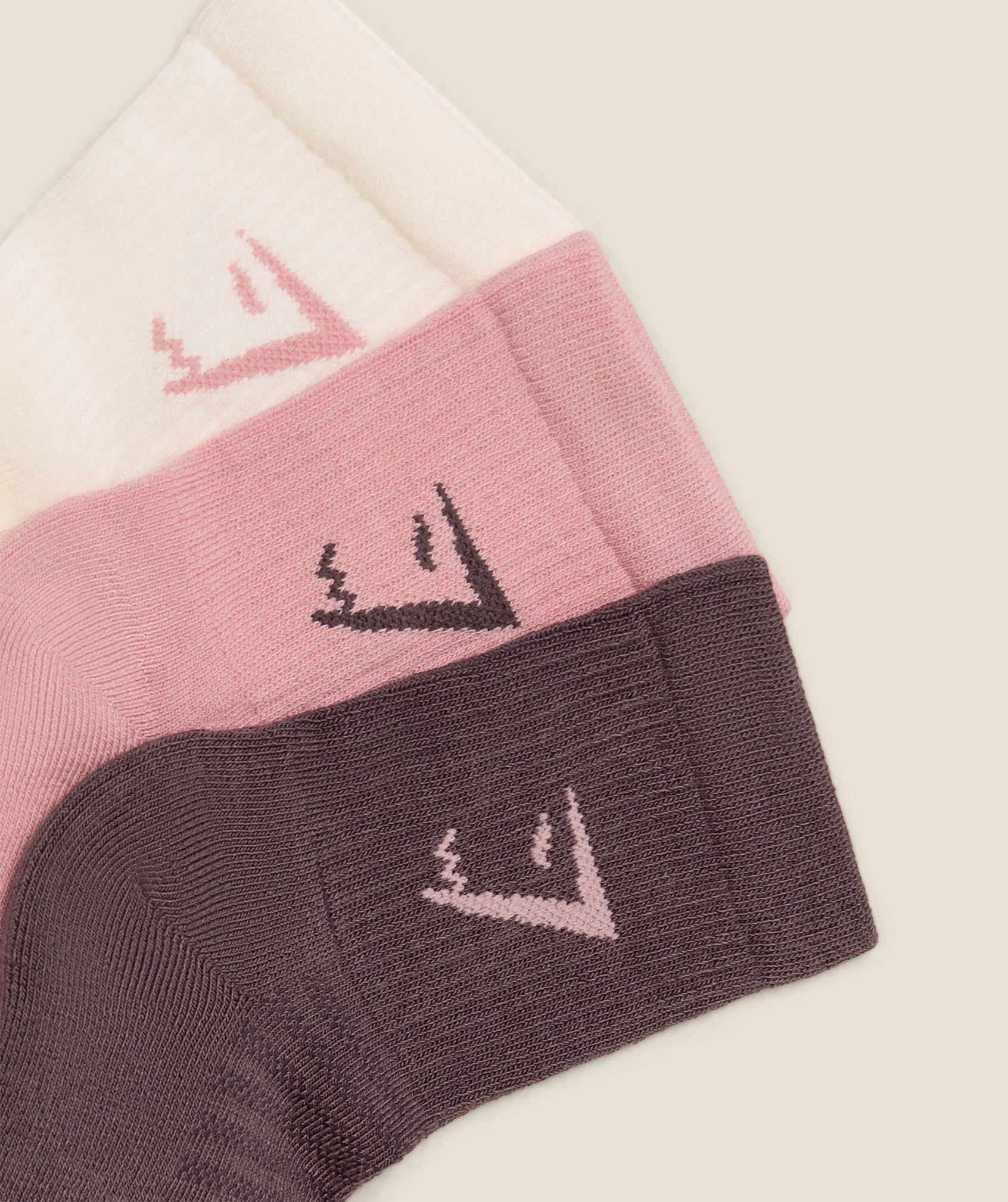 Gymshark Midi Socks 3pk - Soft White / Light Pink / Cool Brown - Image 2