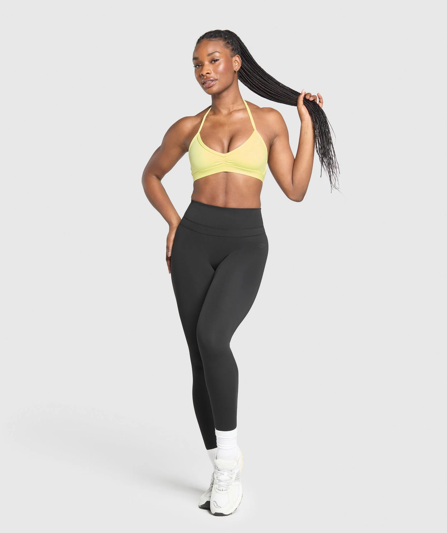 Gymshark Minimal Halterneck Sports Bra - Refresh Yellow - Image 4