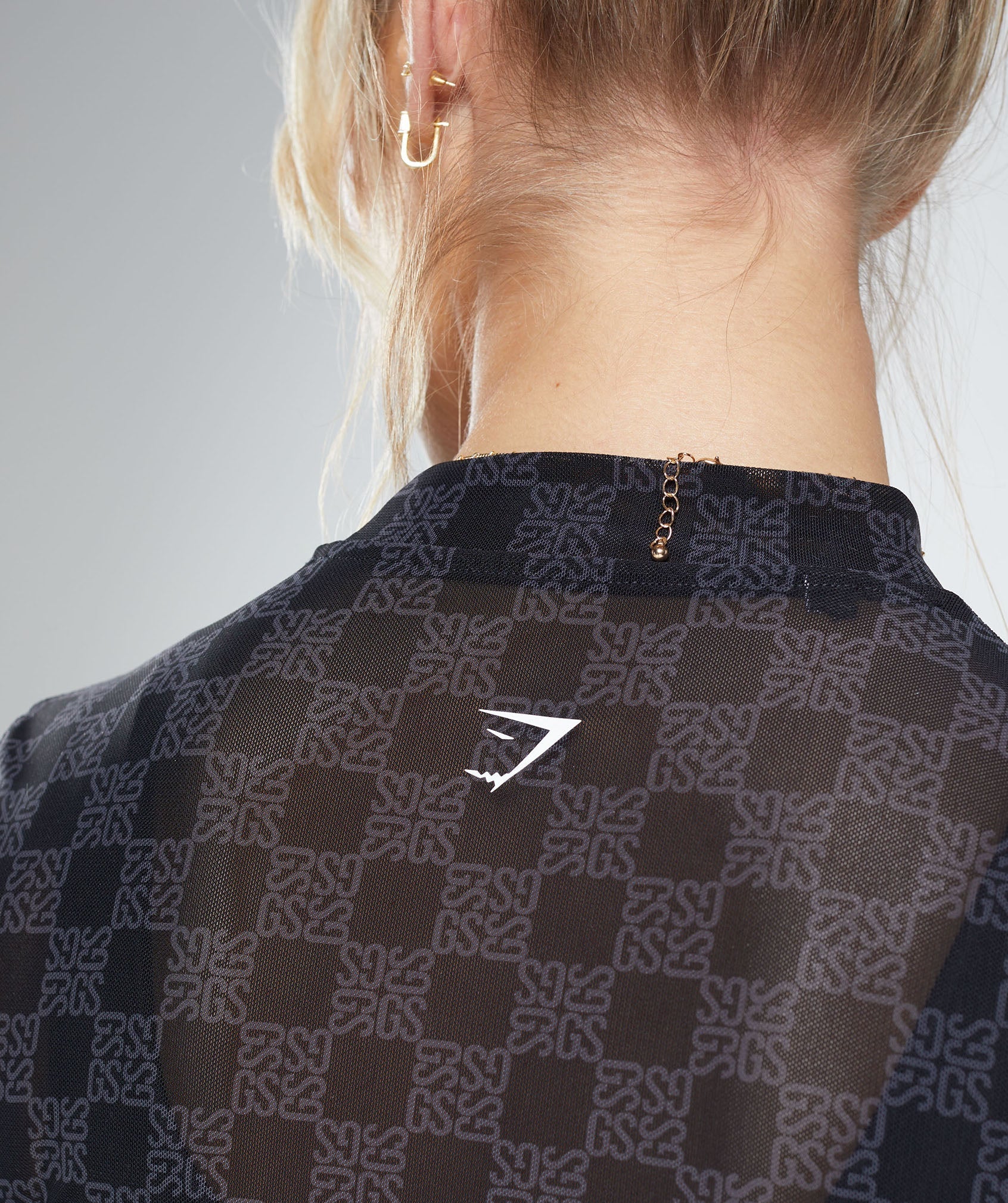 Gymshark Monogram Mesh Long Sleeve Top - Onyx Grey - Image 6