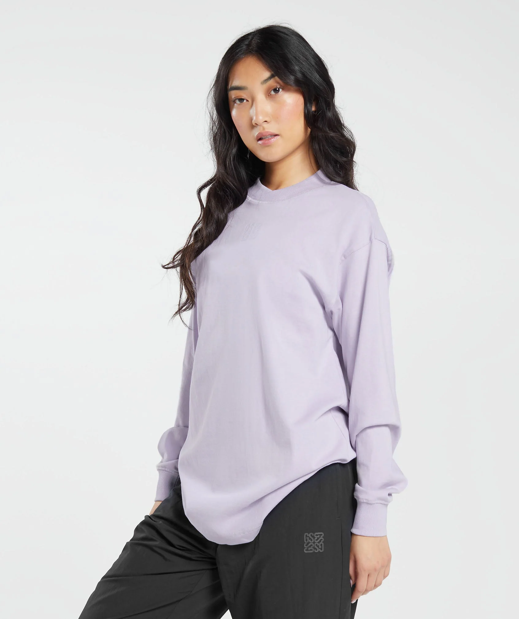 Gymshark Monogram Oversized Long Sleeve Top - Moon Purple - Image 3