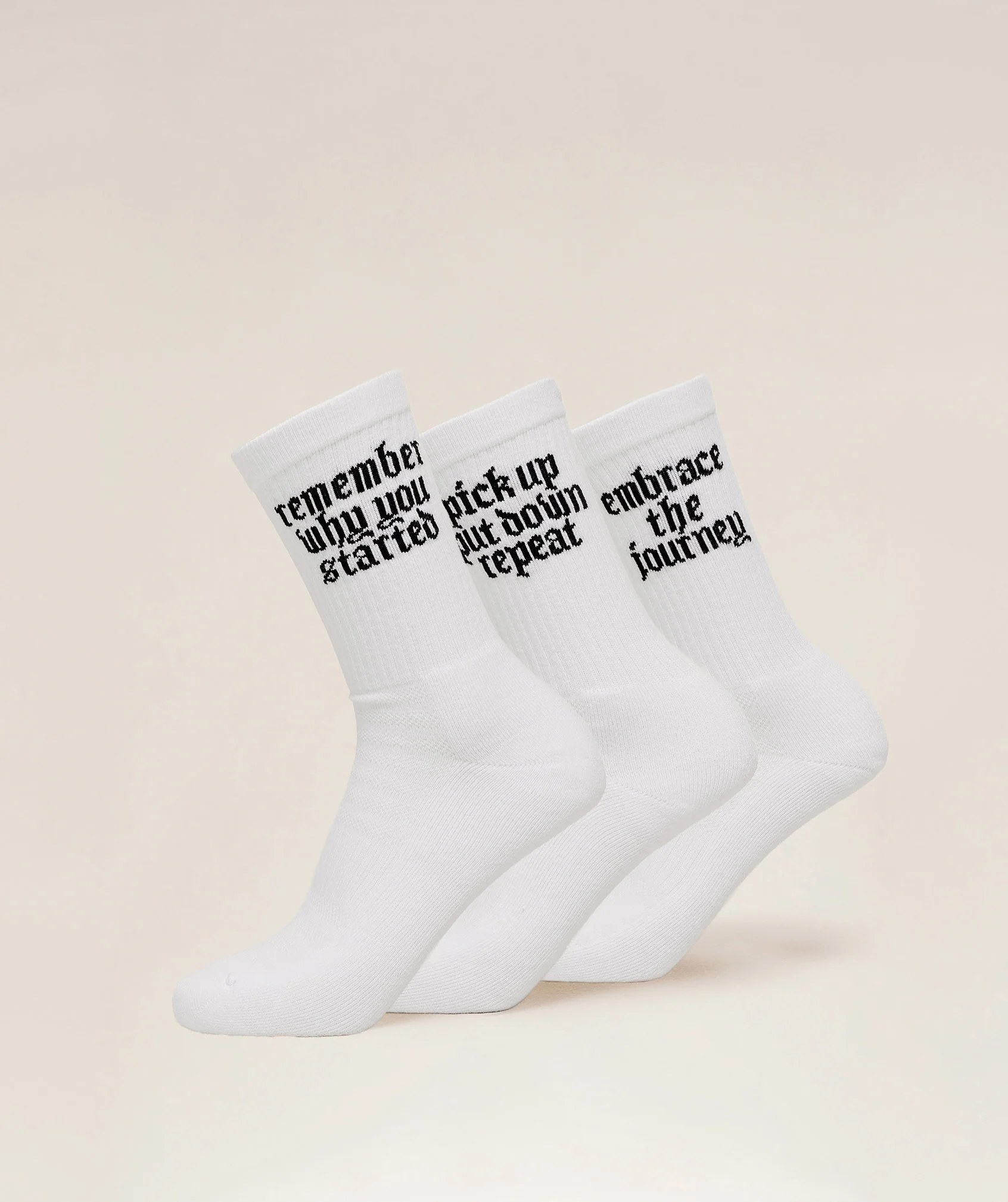 Gymshark Motivate Graphic Crew Sock 3pk - White