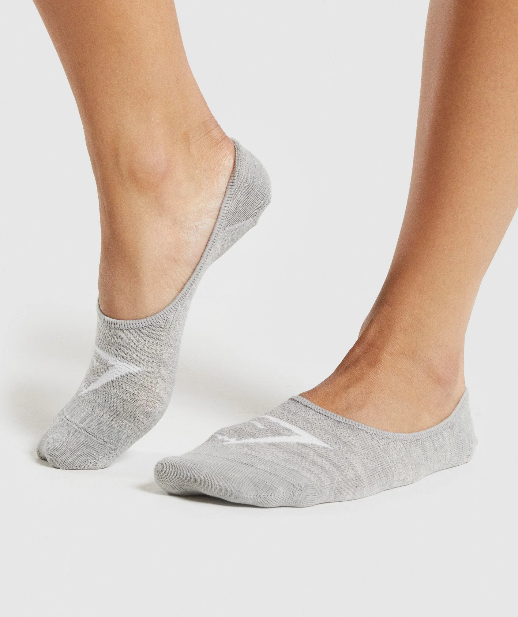 Gymshark No Show Socks 3pk - White/Light Grey Marl/Black - Image 2