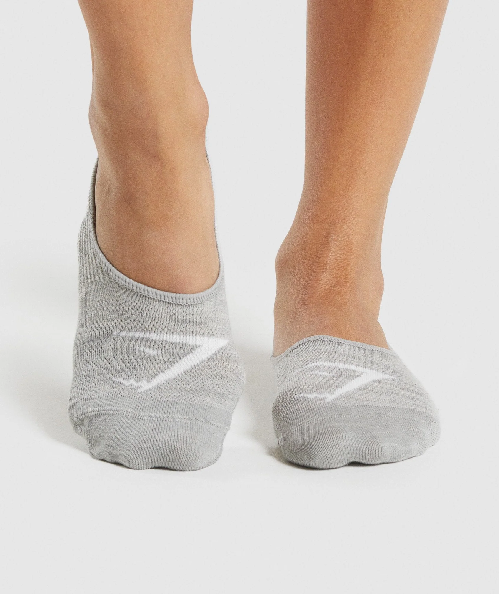 Gymshark No Show Socks 3pk - White/Light Grey Marl/Black - Image 3
