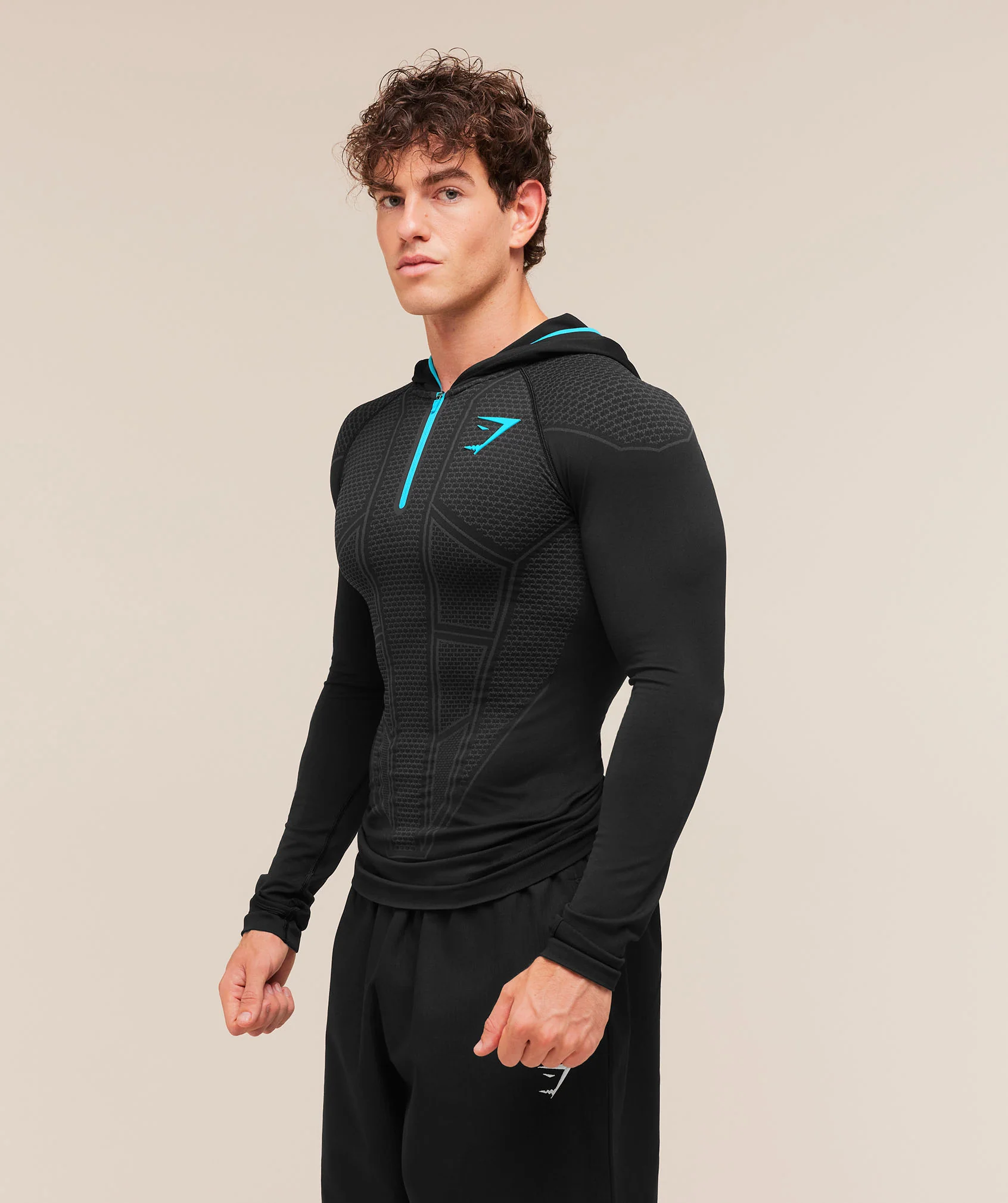Gymshark Onyx V1 Hoodie - Black/Onyx Grey/Brand Blue - Image 3