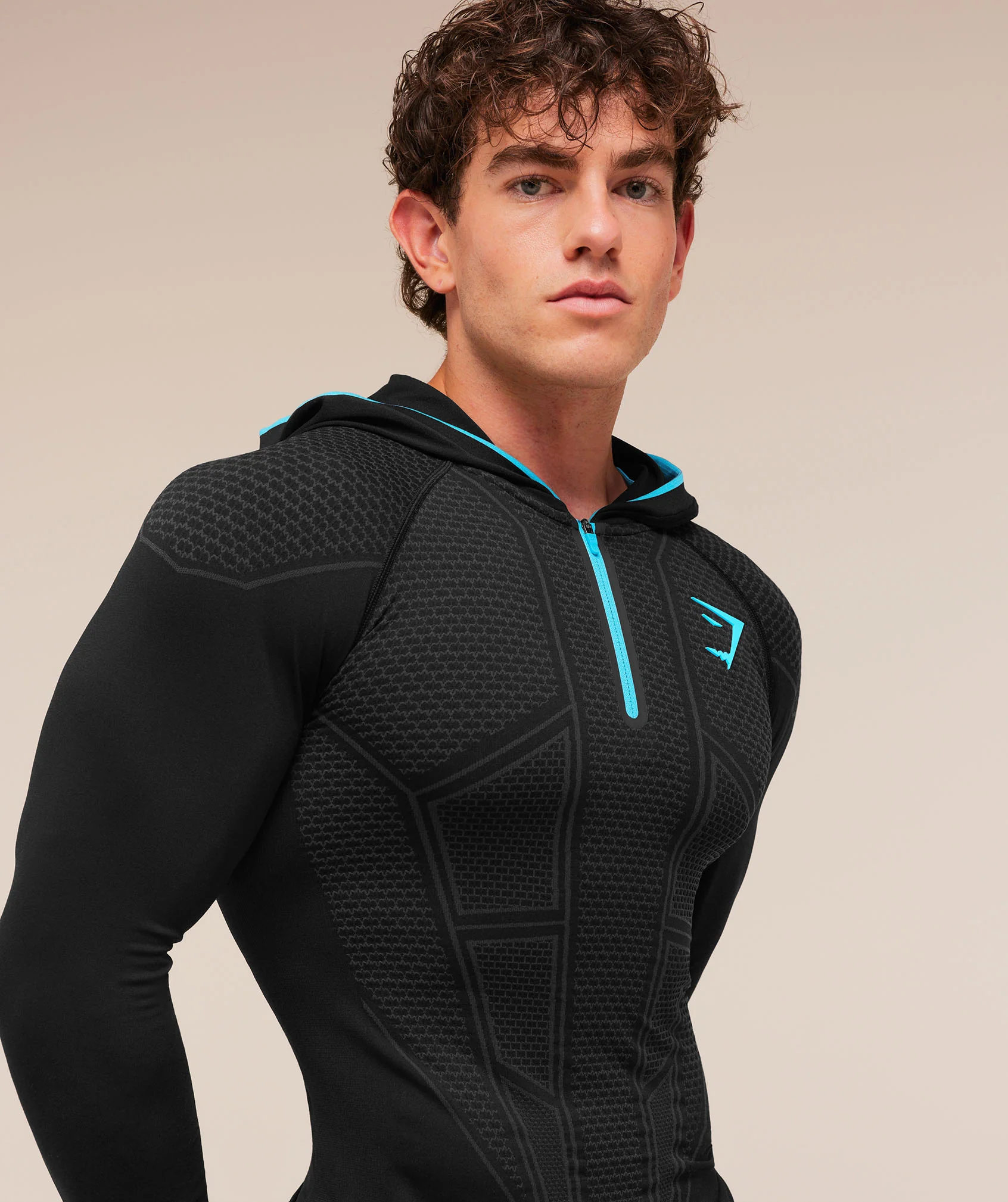 Gymshark Onyx V1 Hoodie - Black/Onyx Grey/Brand Blue - Image 4