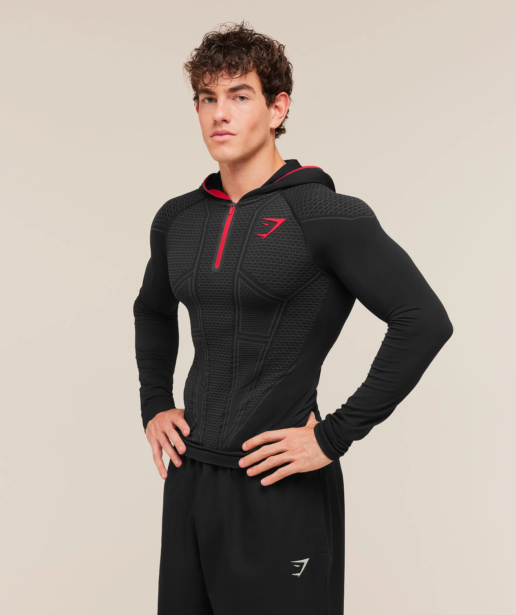 Gymshark Onyx V1 Hoodie - Black/Onyx Grey/Carmine Red - Image 3